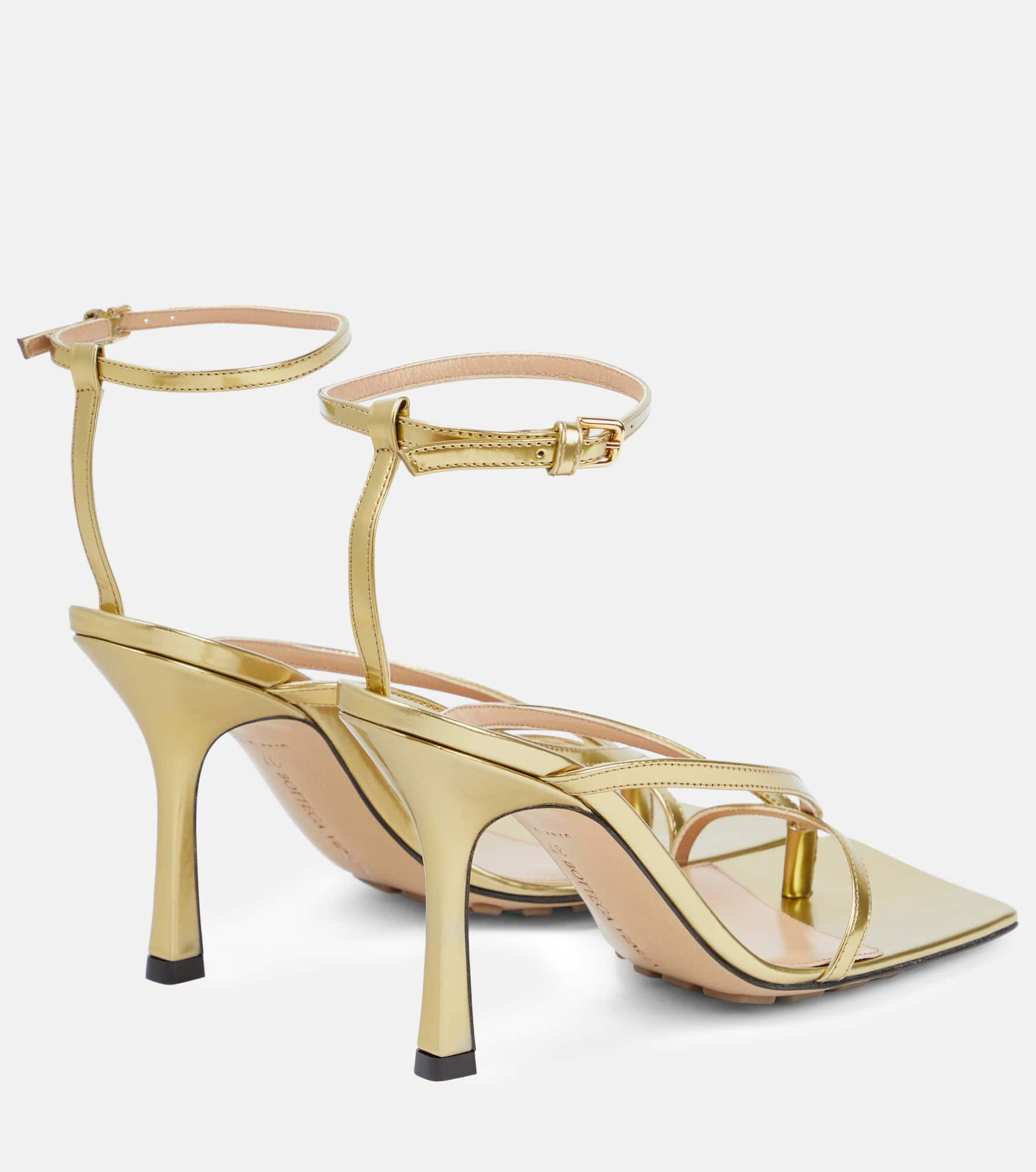 Stretch metallic leather sandals - 3