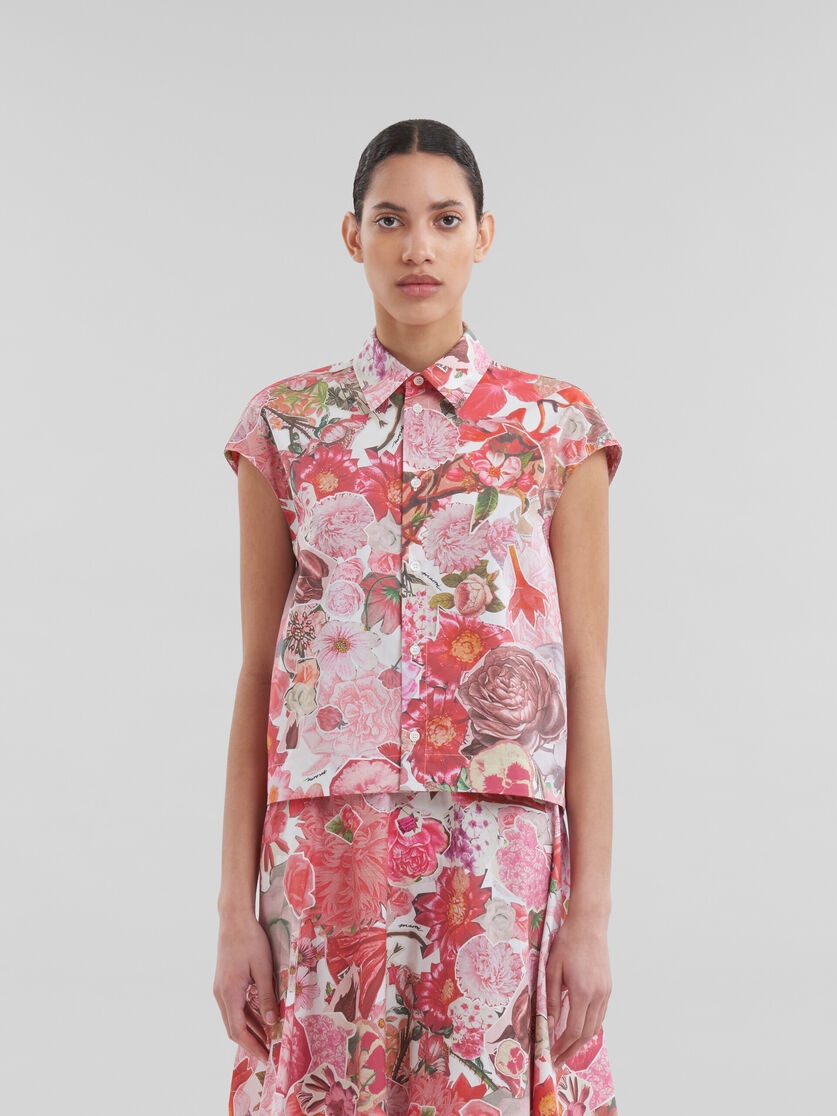 PINK POPLIN SLEEVELESS SHIRT WITH REQUIEM PRINT - 2