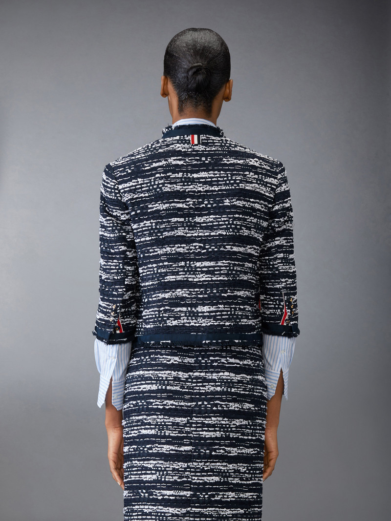 Mélange Tulle Yarn Tweed Drop Back Cardigan Jacket 3