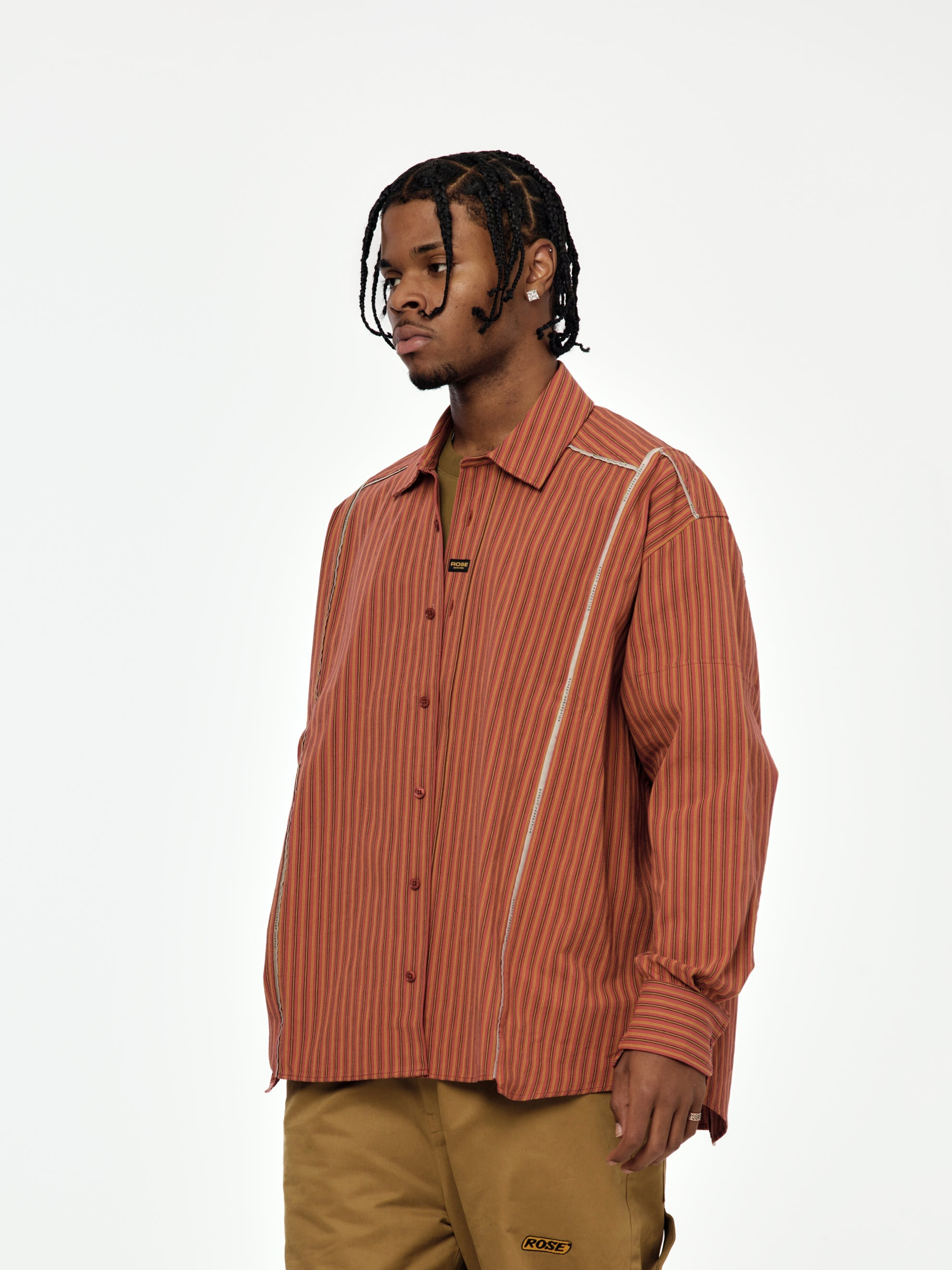 STRIPE CUT OVERSHIRT (RED/YELLOW) - 2