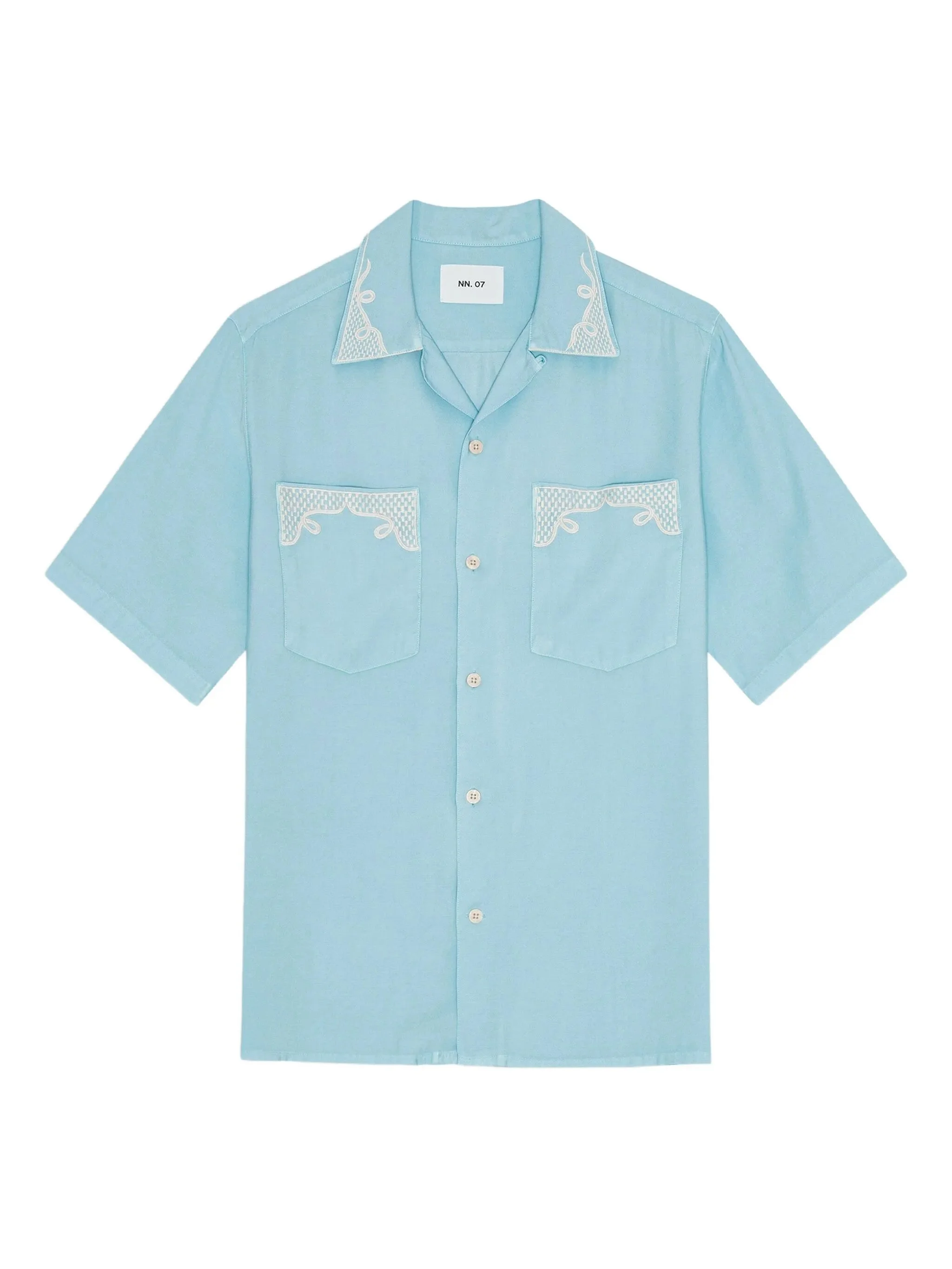 embroidered-pocket short-sleeve shirt - 1