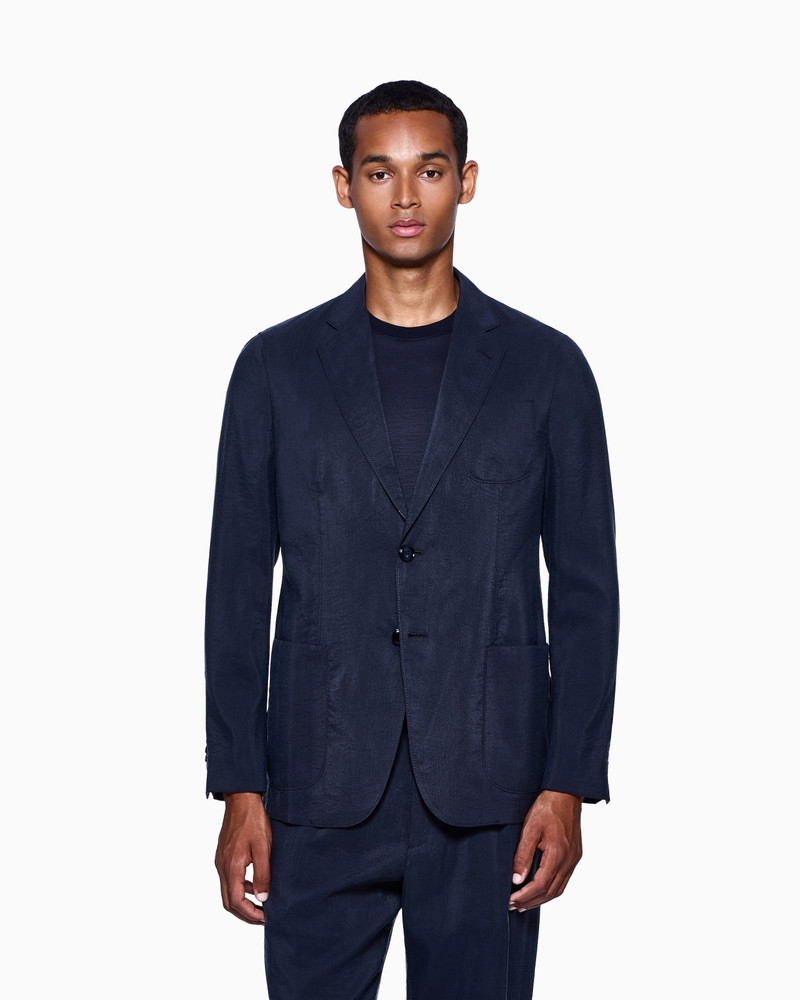 GIORGIO ARMANI UPTON LINE SINGLE-BREASTED JACKET IN WASHED SILK outlook