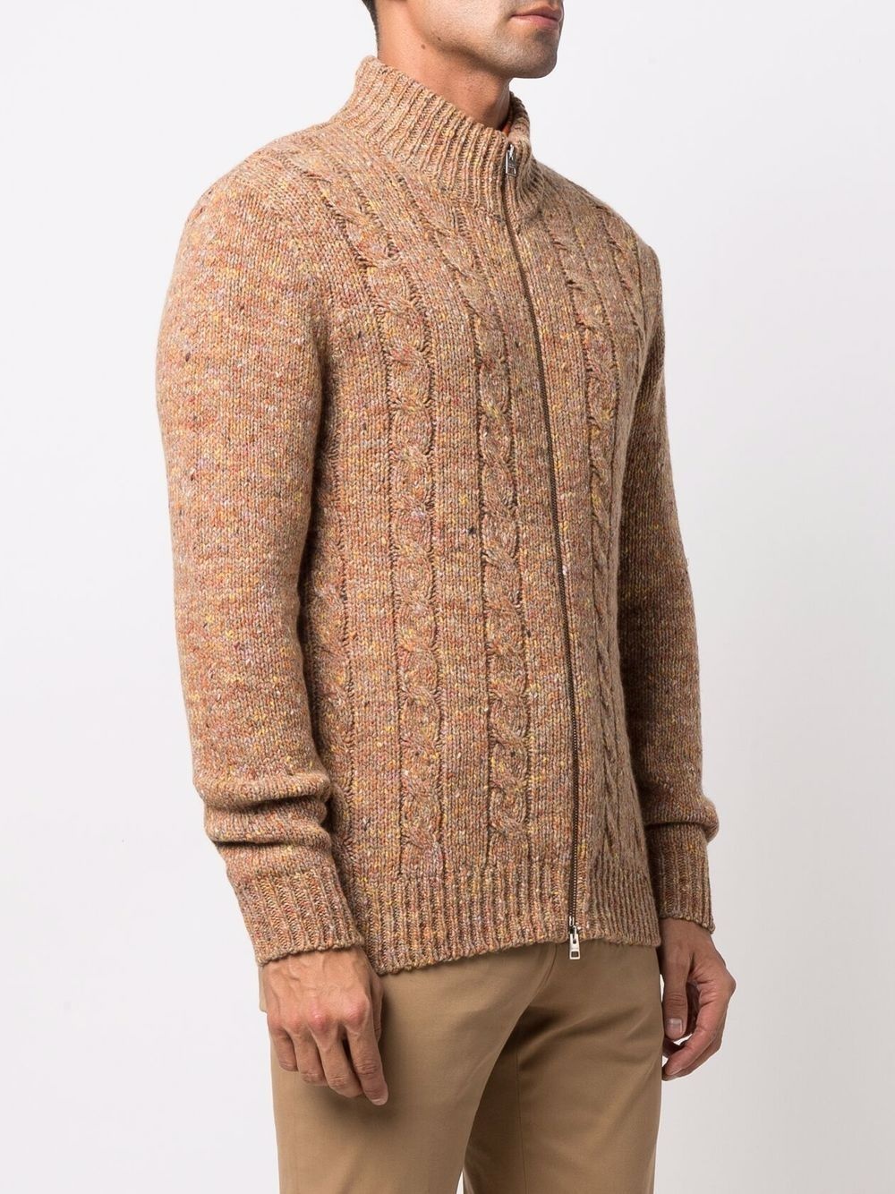 cable knit zipped cardigan - 3