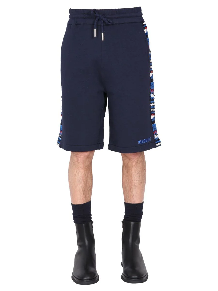MISSONI EMBROIDERED LOGO AND JACQUARD INSERT BERMUDA - 1