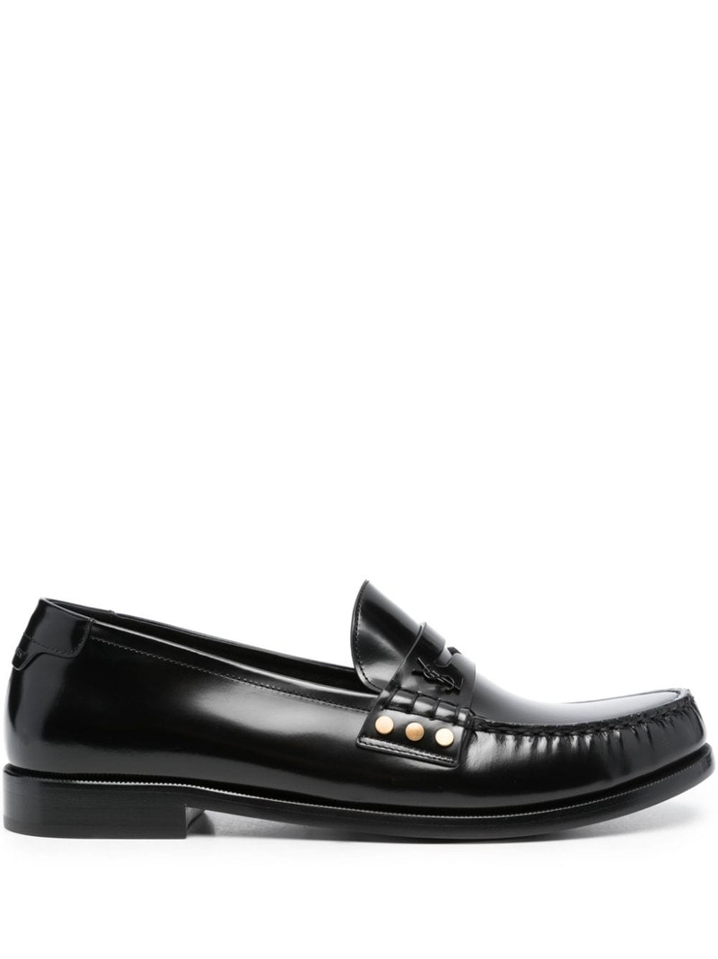 almond-toe leather loafers 1
