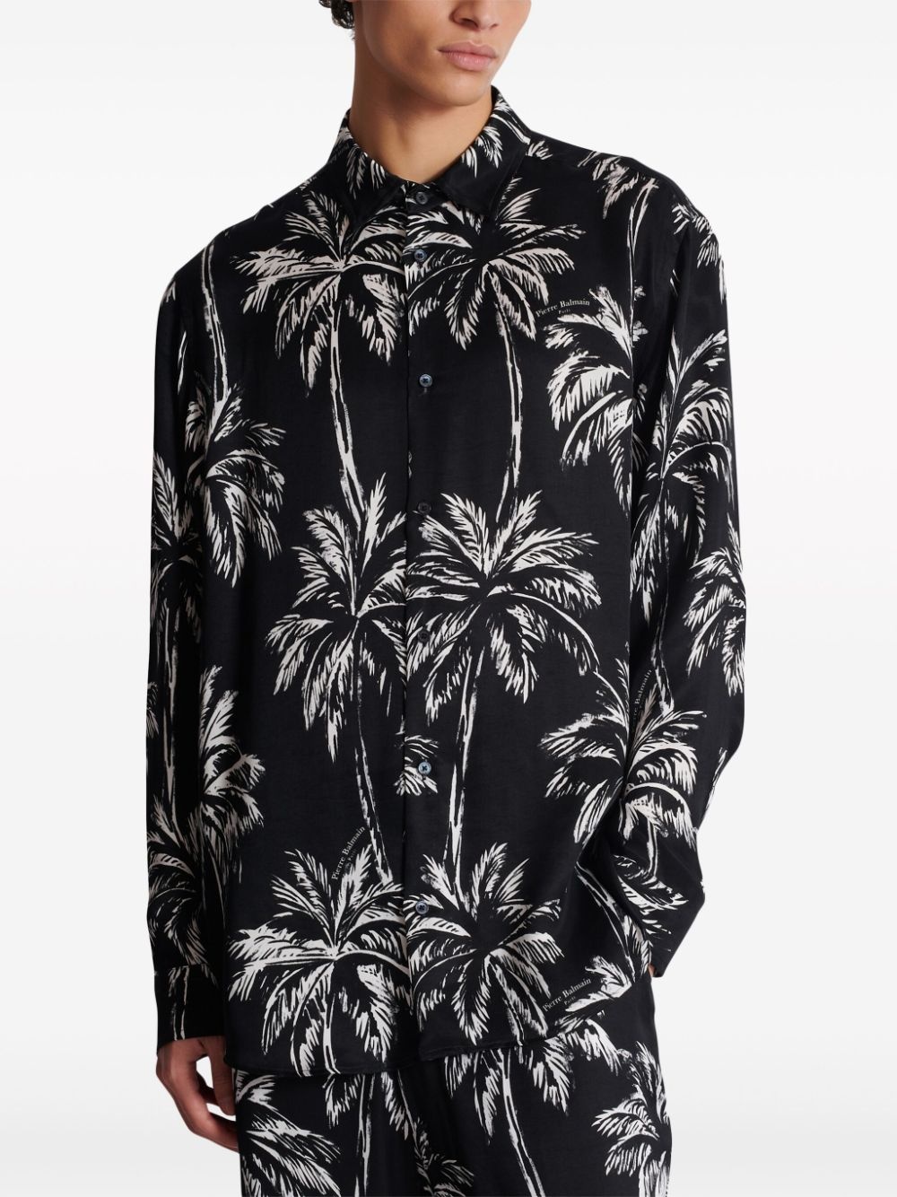palm tree-print satin shirt - 6