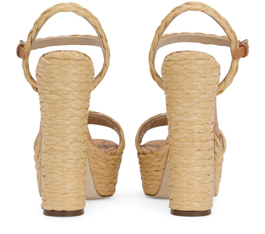 Woven raffia platform sandals - 3