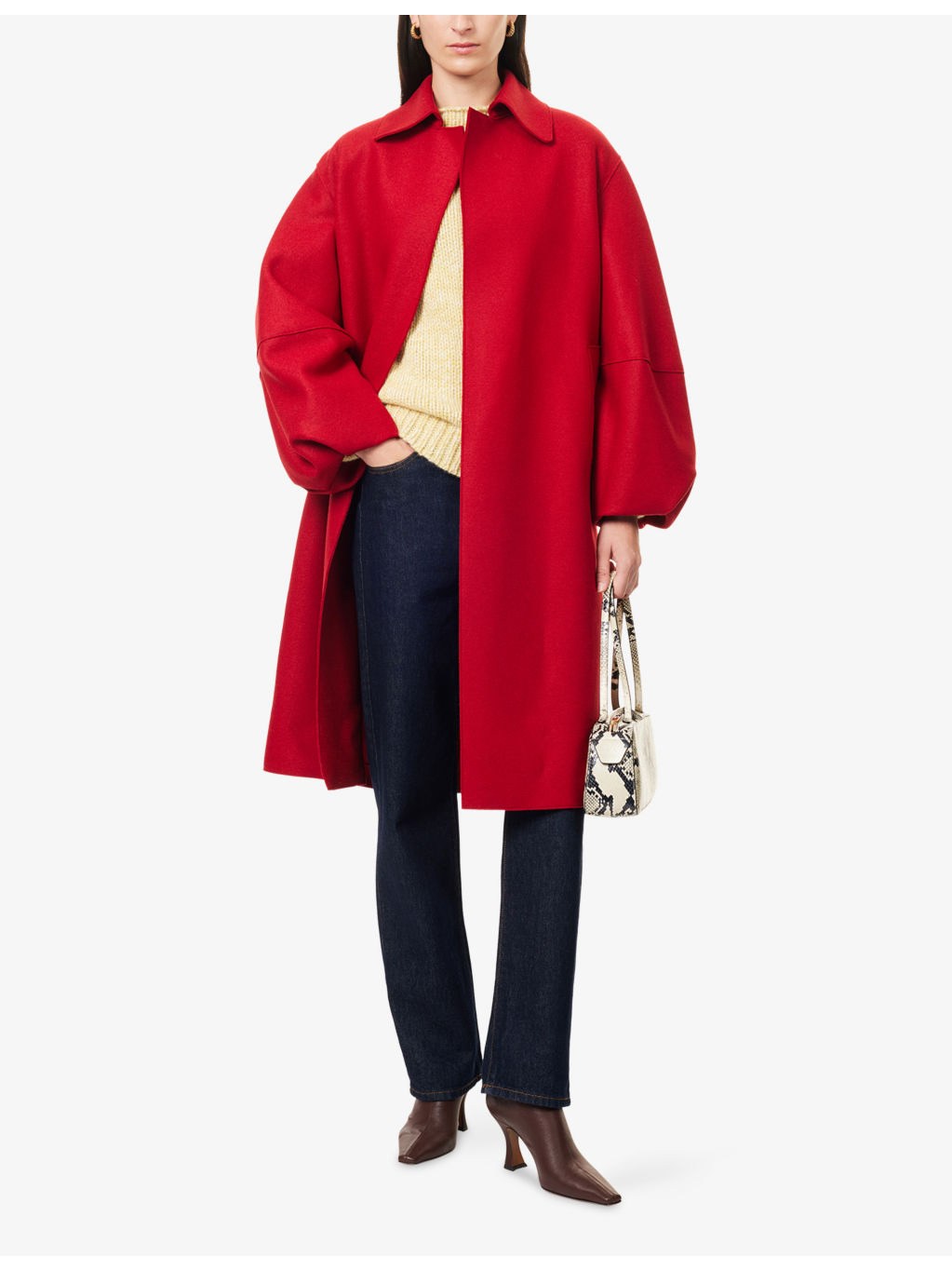 Puff-Sleeve Pressed Wool Coat - 2