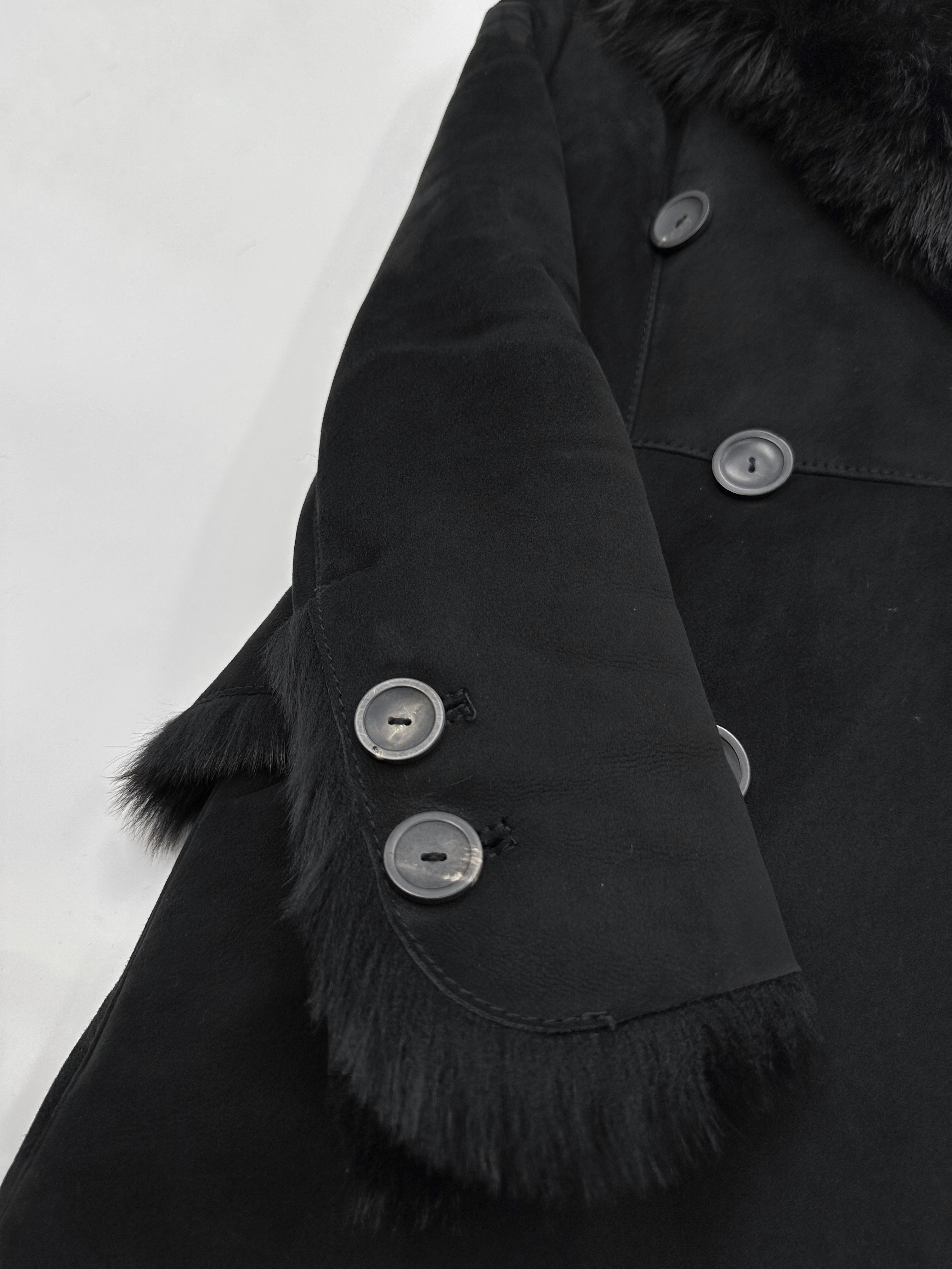 Gucci Fall 1996 Tom Ford Kate Moss Double-Breasted Long Shearling Coat 40 - 14
