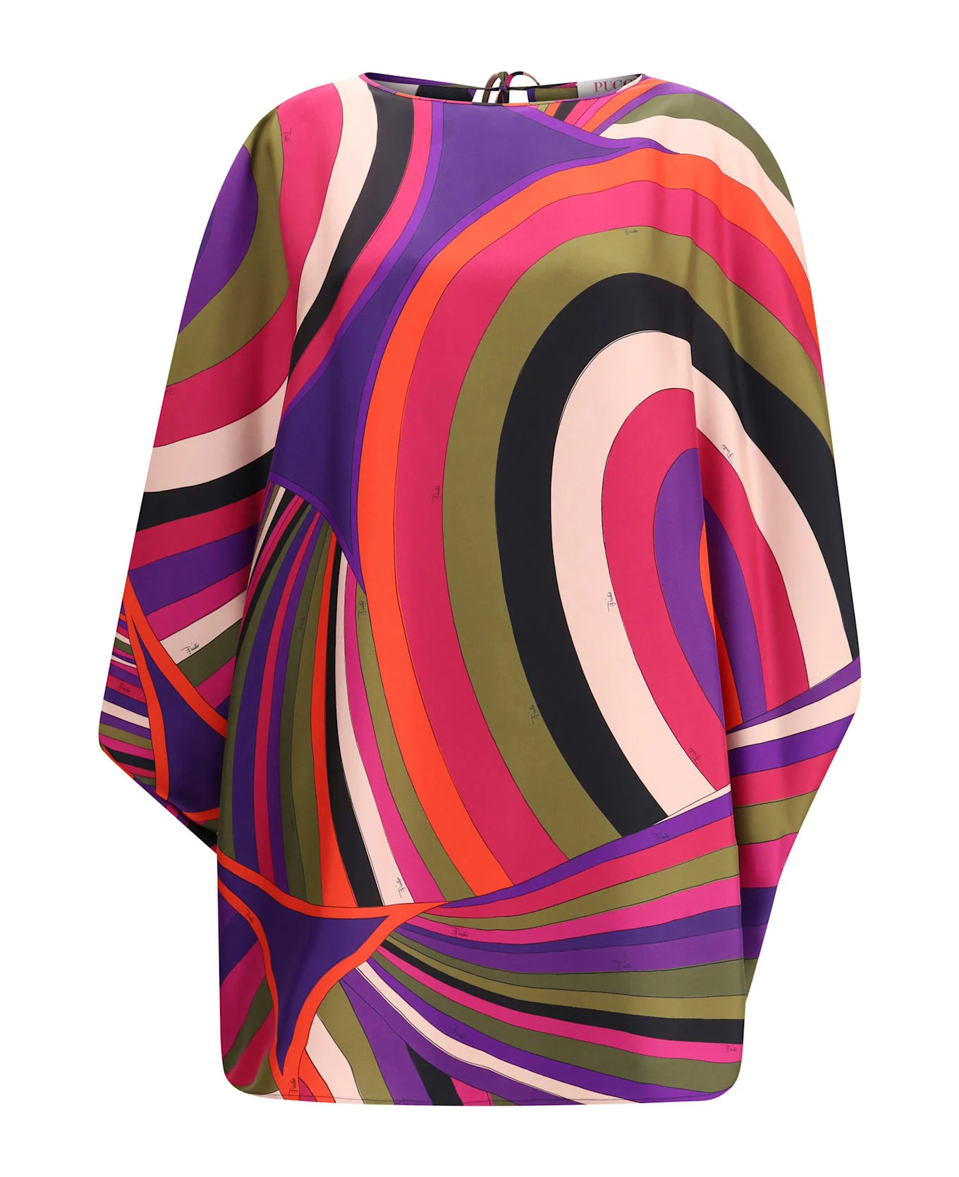 Short Caftan In Silk With Marmo Print - 1