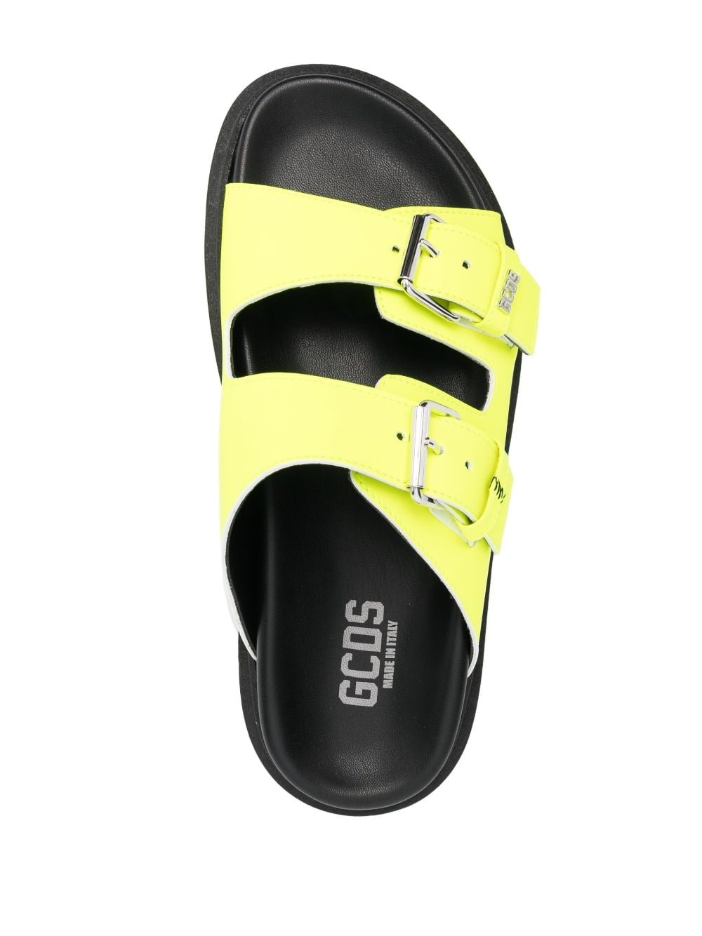 buckle-strap leather slides - 4