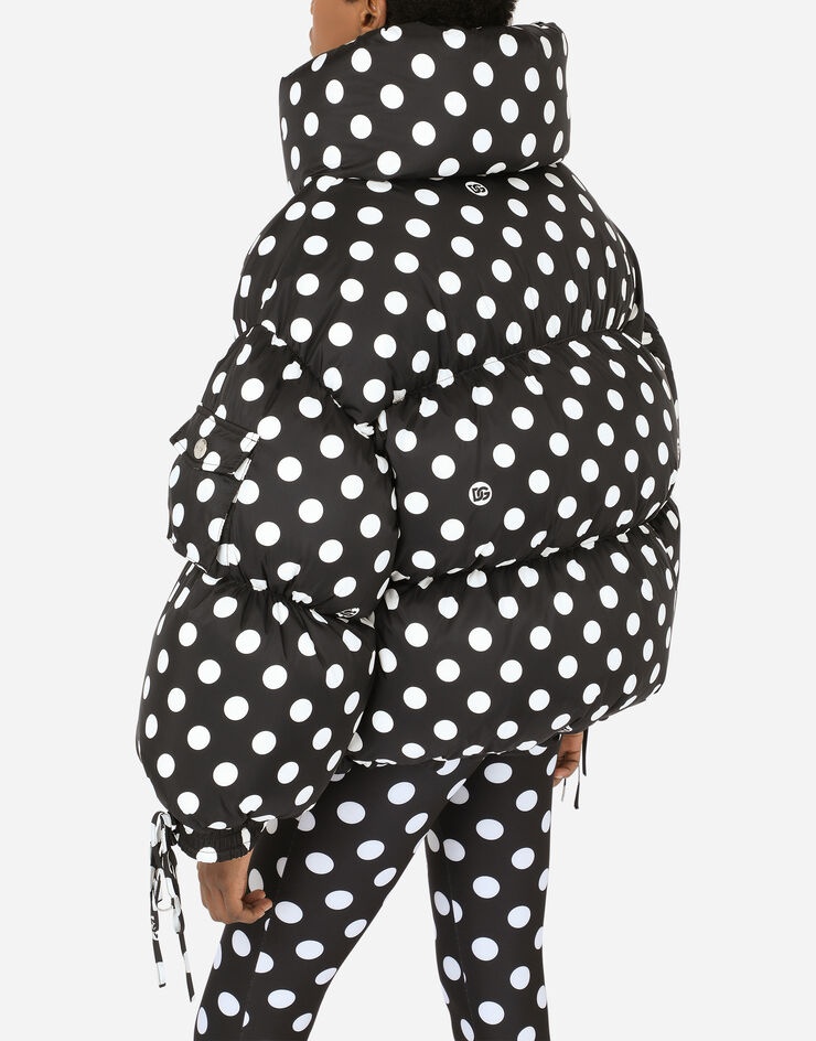 Nylon down jacket with polka-dot print - 5