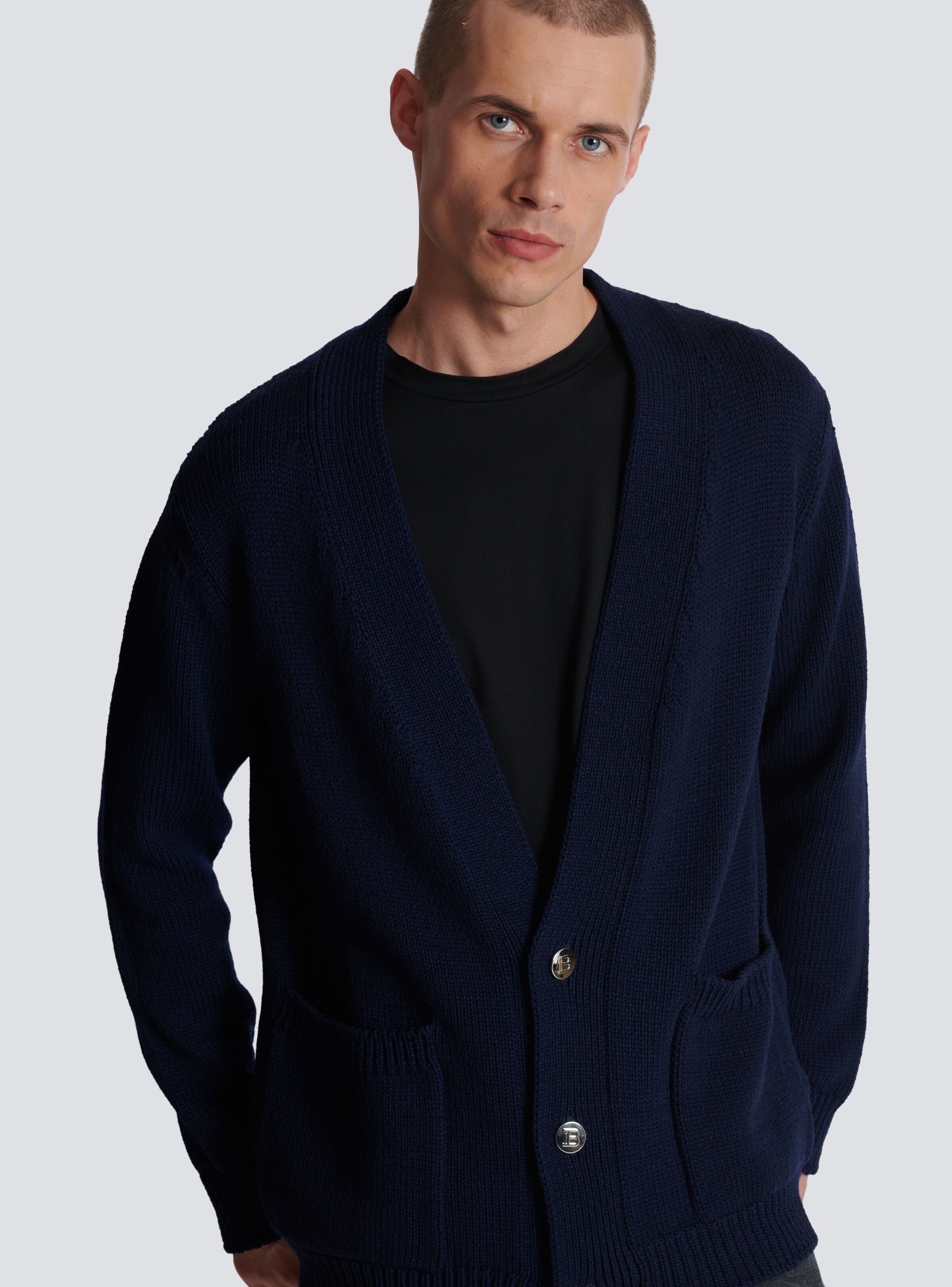 Balmain Paris logo knit cardigan - 8