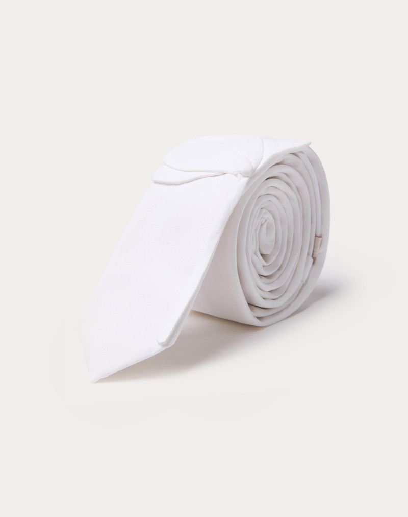 WOOL AND SILK VALENTIE TIE WITH FLOWER EMBROIDERY 1