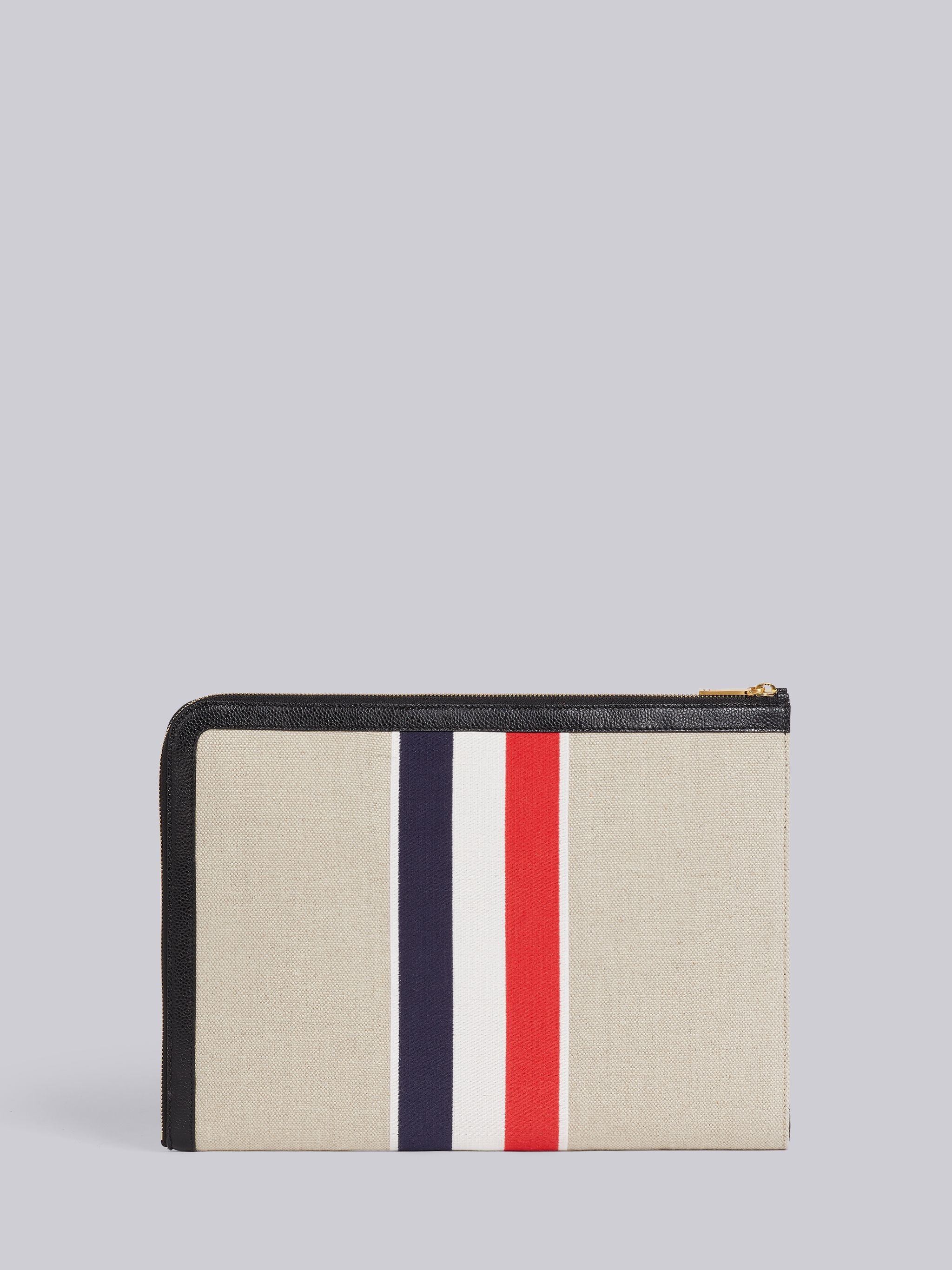 Natural Military Canvas Striped Gusset Folio - 2