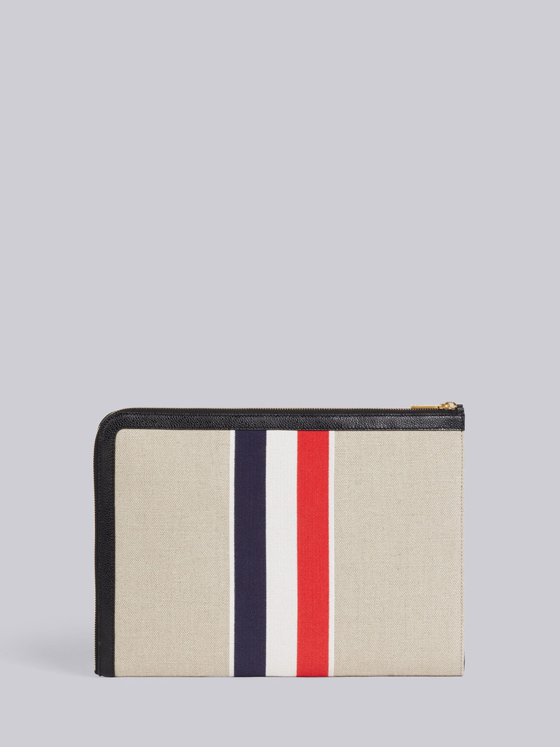 Thom Browne Natural Military Canvas Striped Gusset Folio outlook