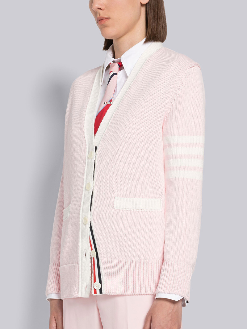 Thom Browne Cotton Jersey Flower 4-Bar V-neck Cardigan outlook