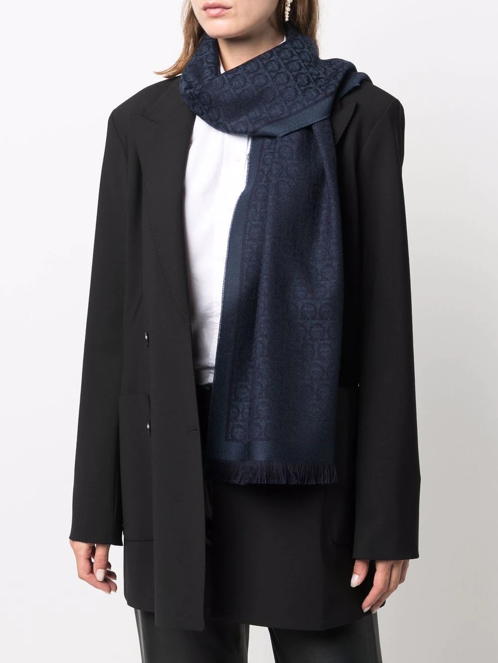 Ferragamo Gancini-pattern scarf - Grey