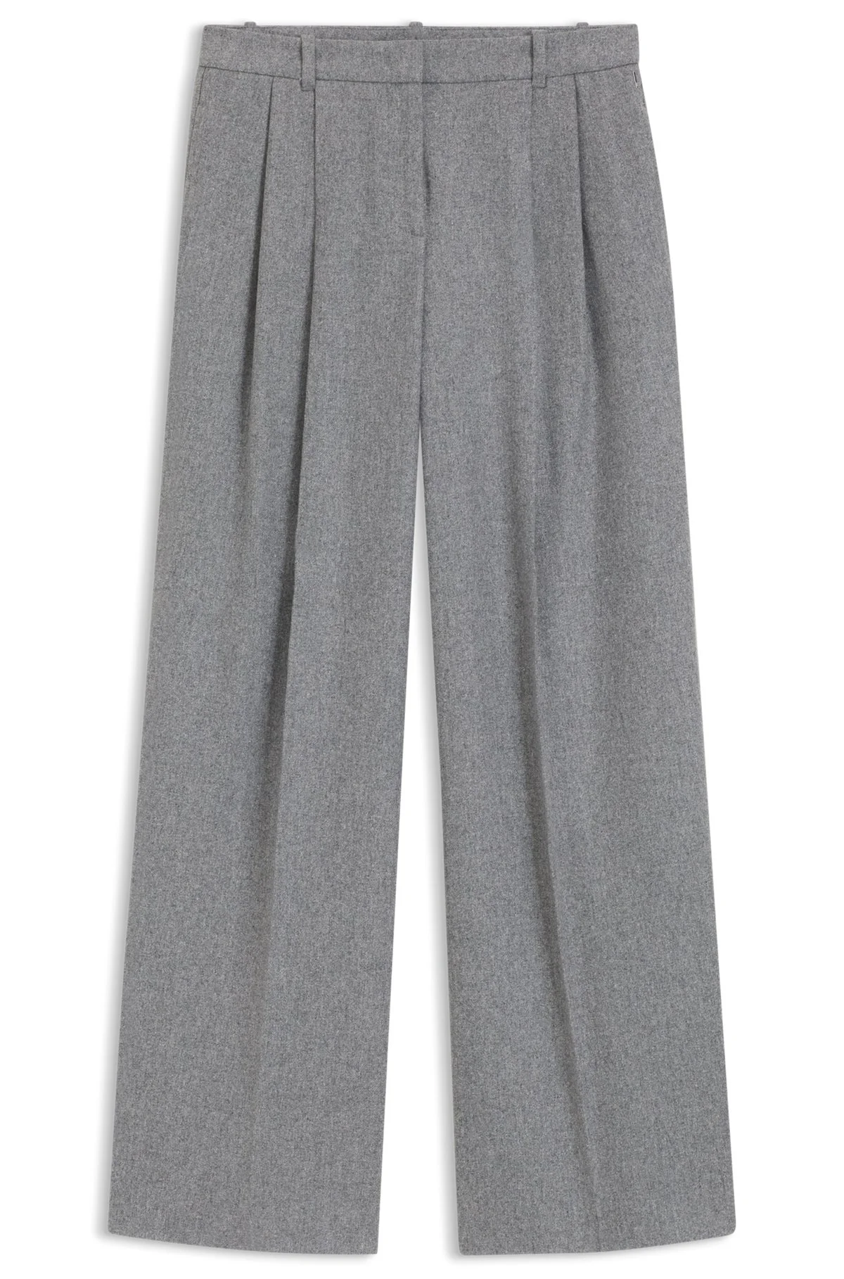 WIDE-LEG PANTS IN MELANGE FLANNEL WITH FRONT PLEATS - 1