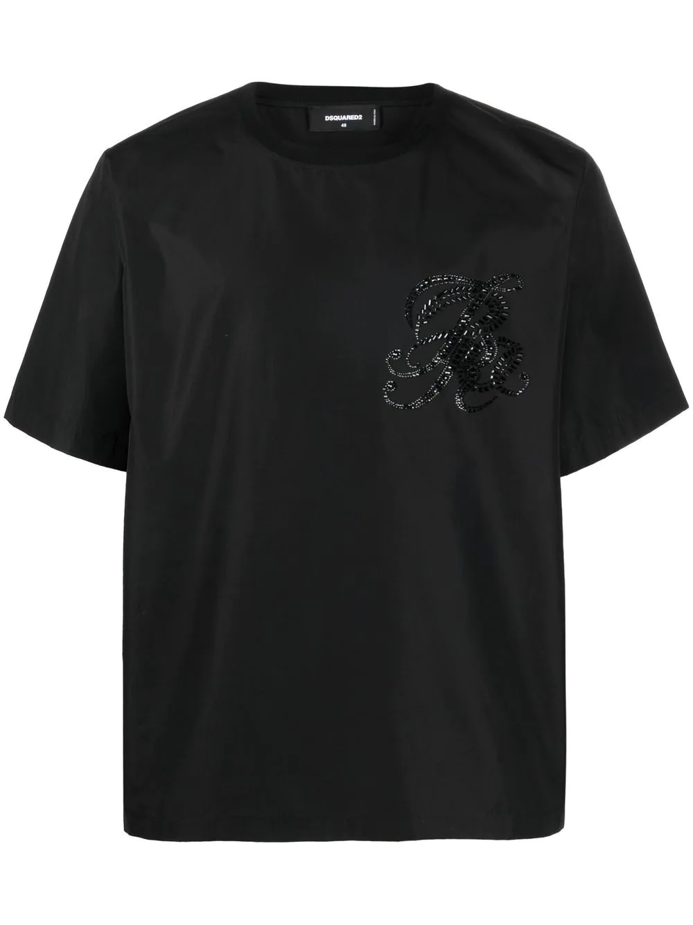 crystal-embellished logo T-shirt - 1