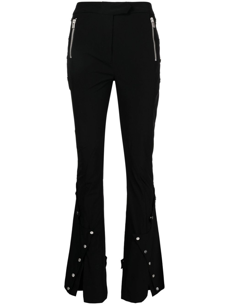 button-detailing flared trousers 1