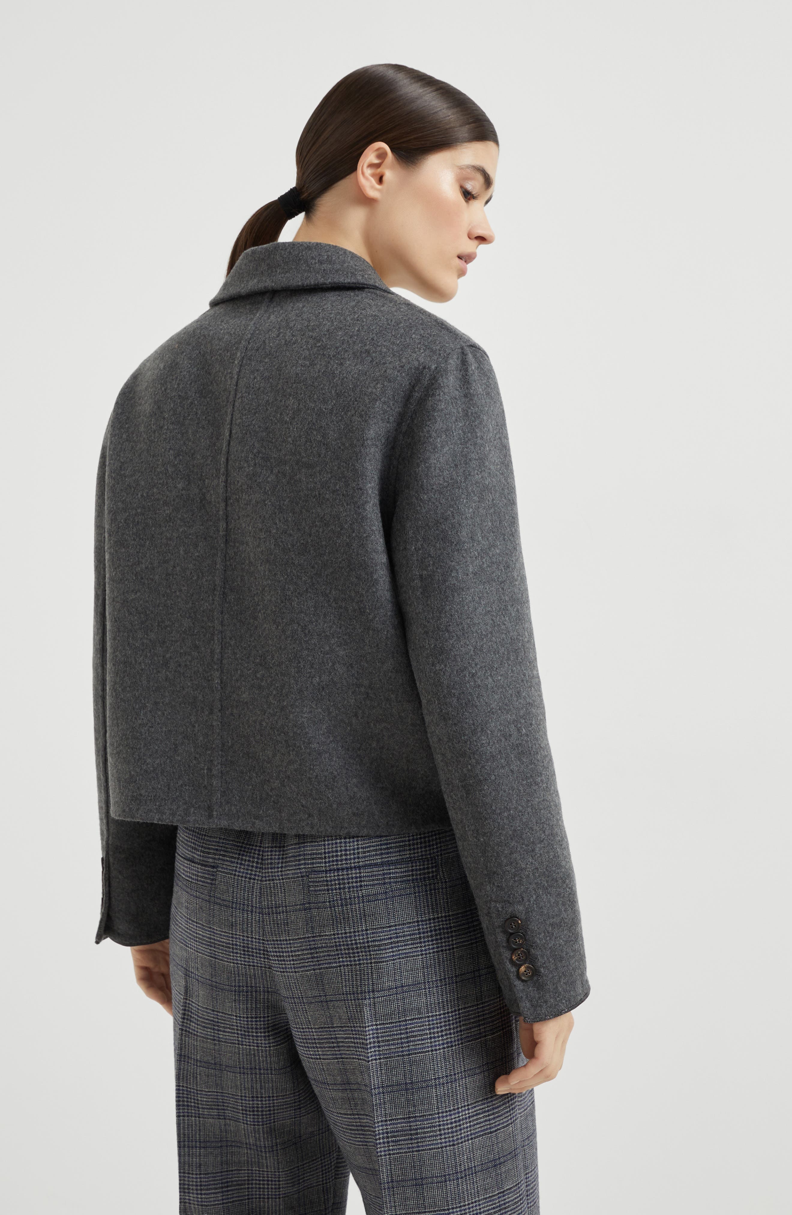 Brunello Cucinelli Hand-crafted cropped blazer in Lead at Nordstrom - 3