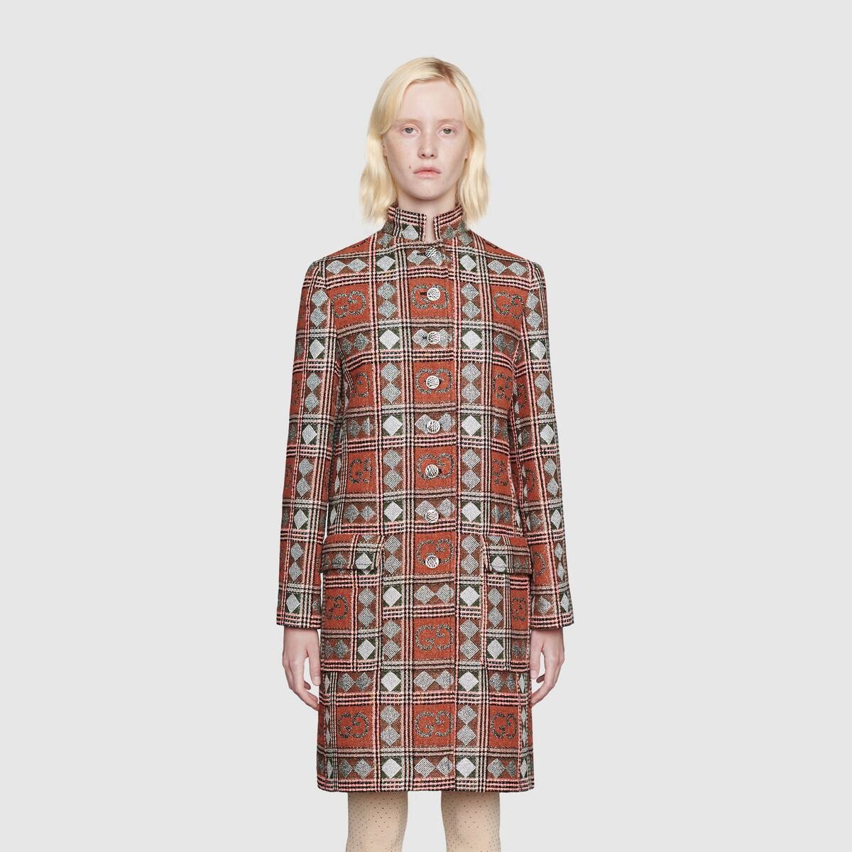 Check GG tweed coat - 3