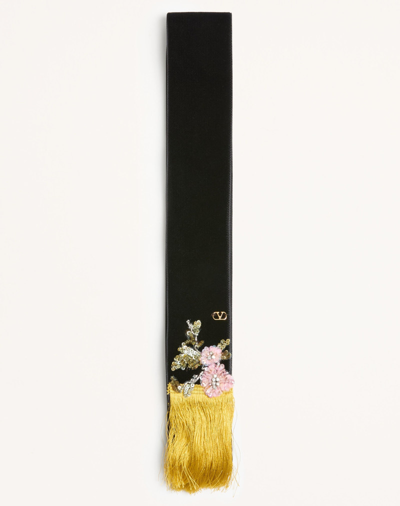 VALENTINO VELVET SCARF WITH EMBROIDERY 3