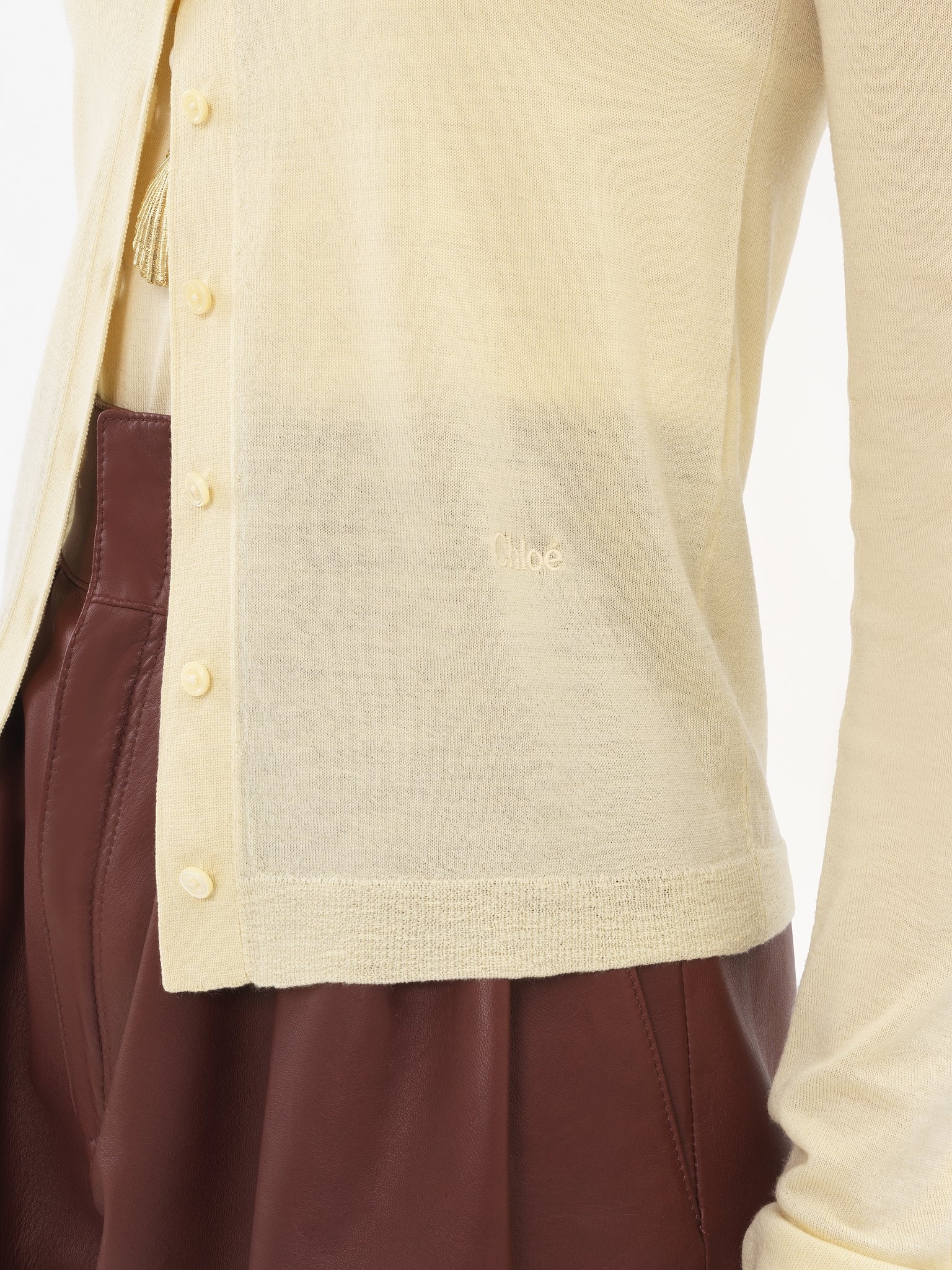 SCOOP-NECK FITTED CARDIGAN IN SUPERFINE WOOL KNIT - 6