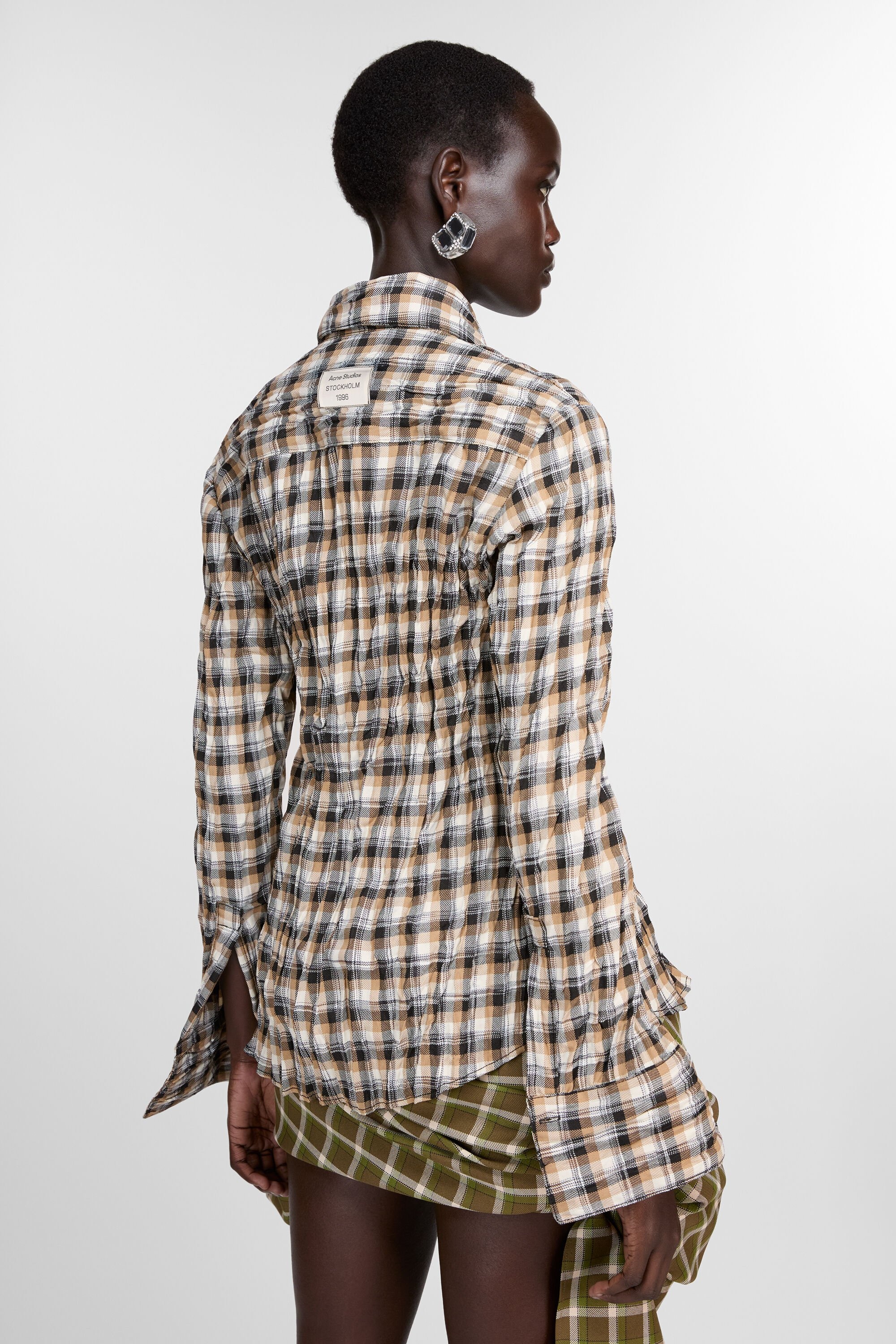 Check button-up shirt - Brown - 3