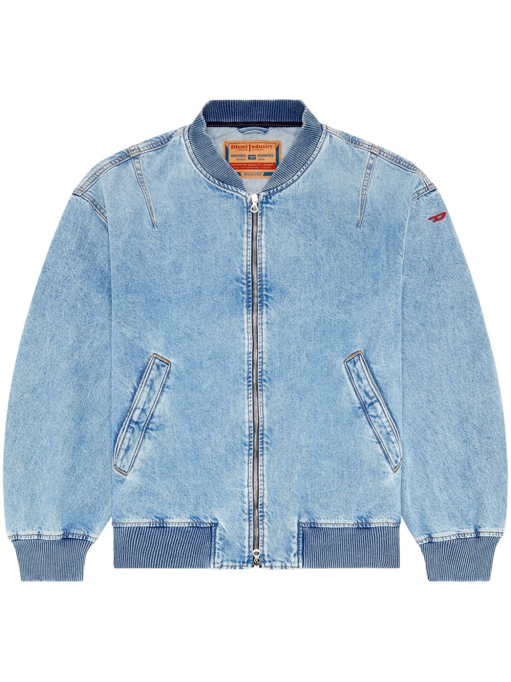 logo-embroidery denim jacket - 1