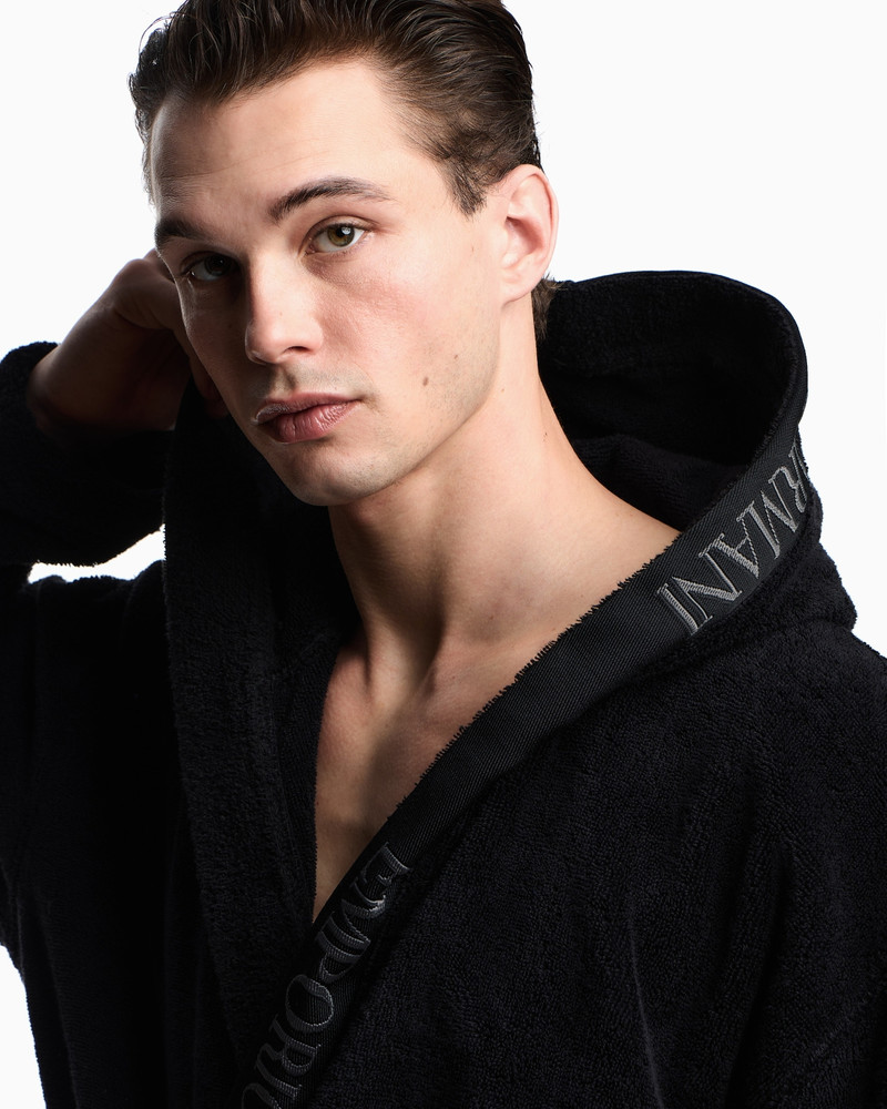 EMPORIO ARMANI TERRYCLOTH BATHROBE WITH LOGO TRIM outlook