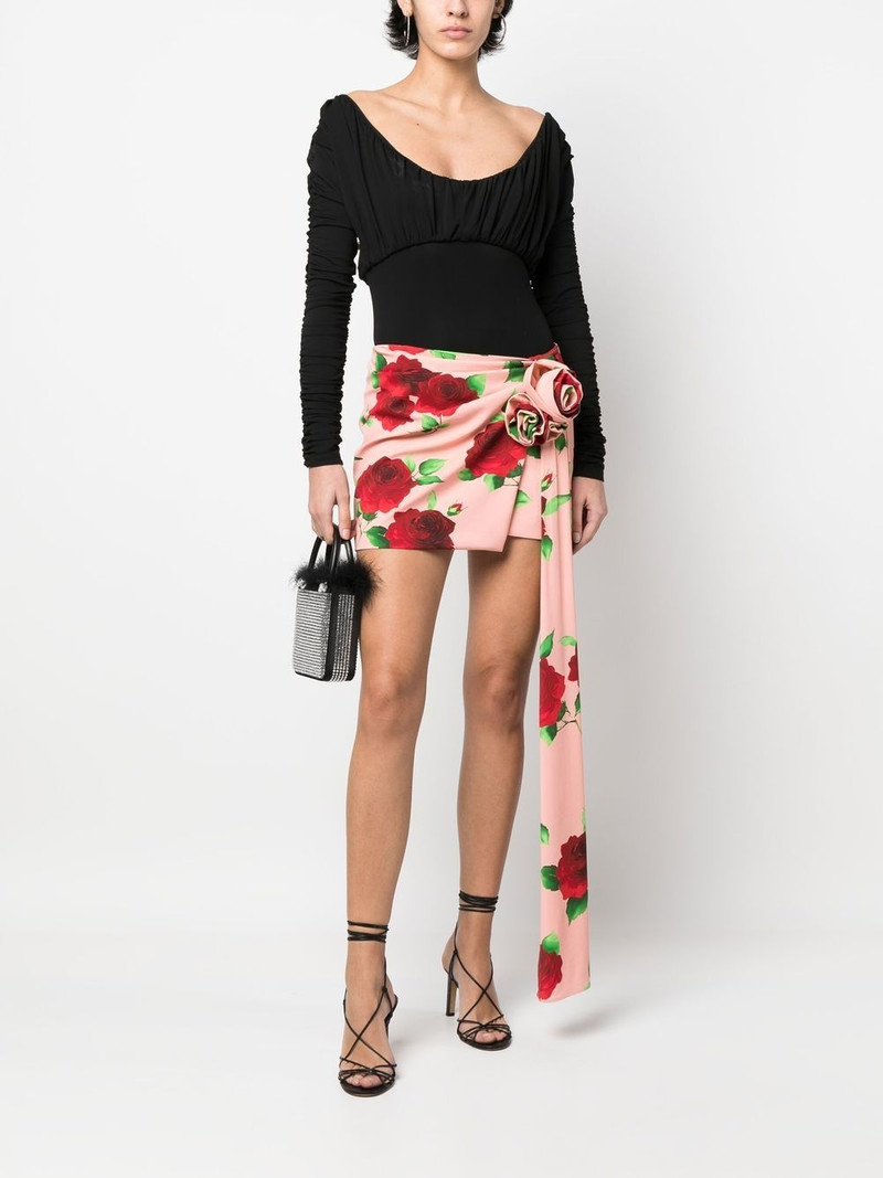 MAGDA BUTRYM rose-print draped miniskirt outlook