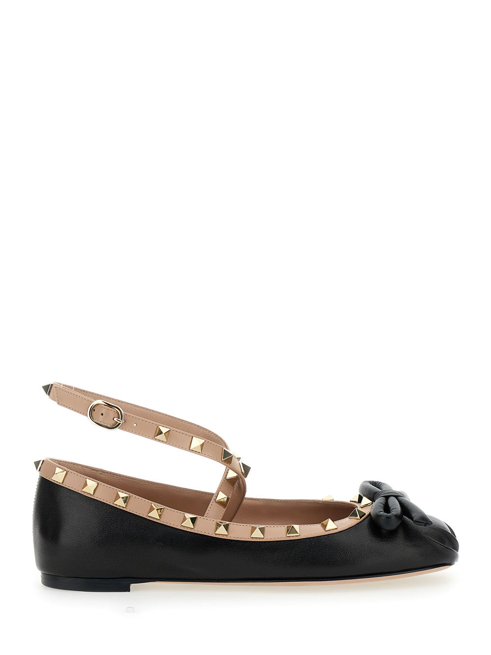 Valentino Garavani Women 'Rockstud' Black Ballet Flats With Bow Detail In Smooth Leather Woman - 1