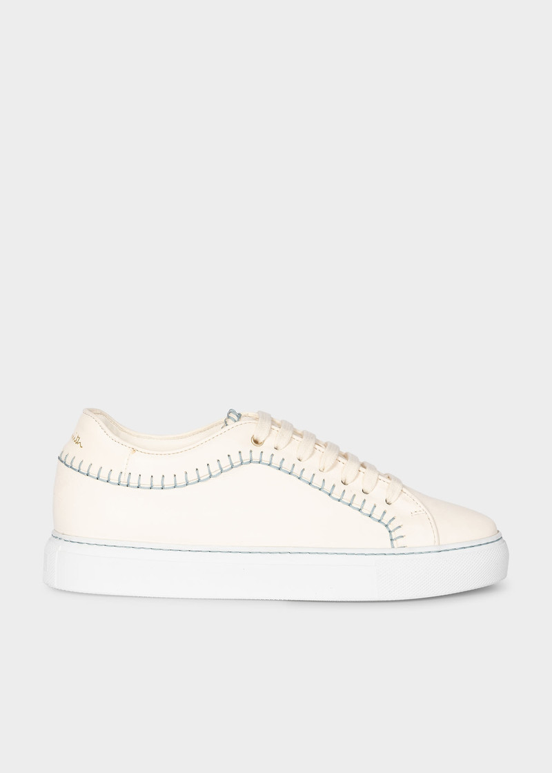 Ecru Contrasting Stitch 'Basso' Trainers 1