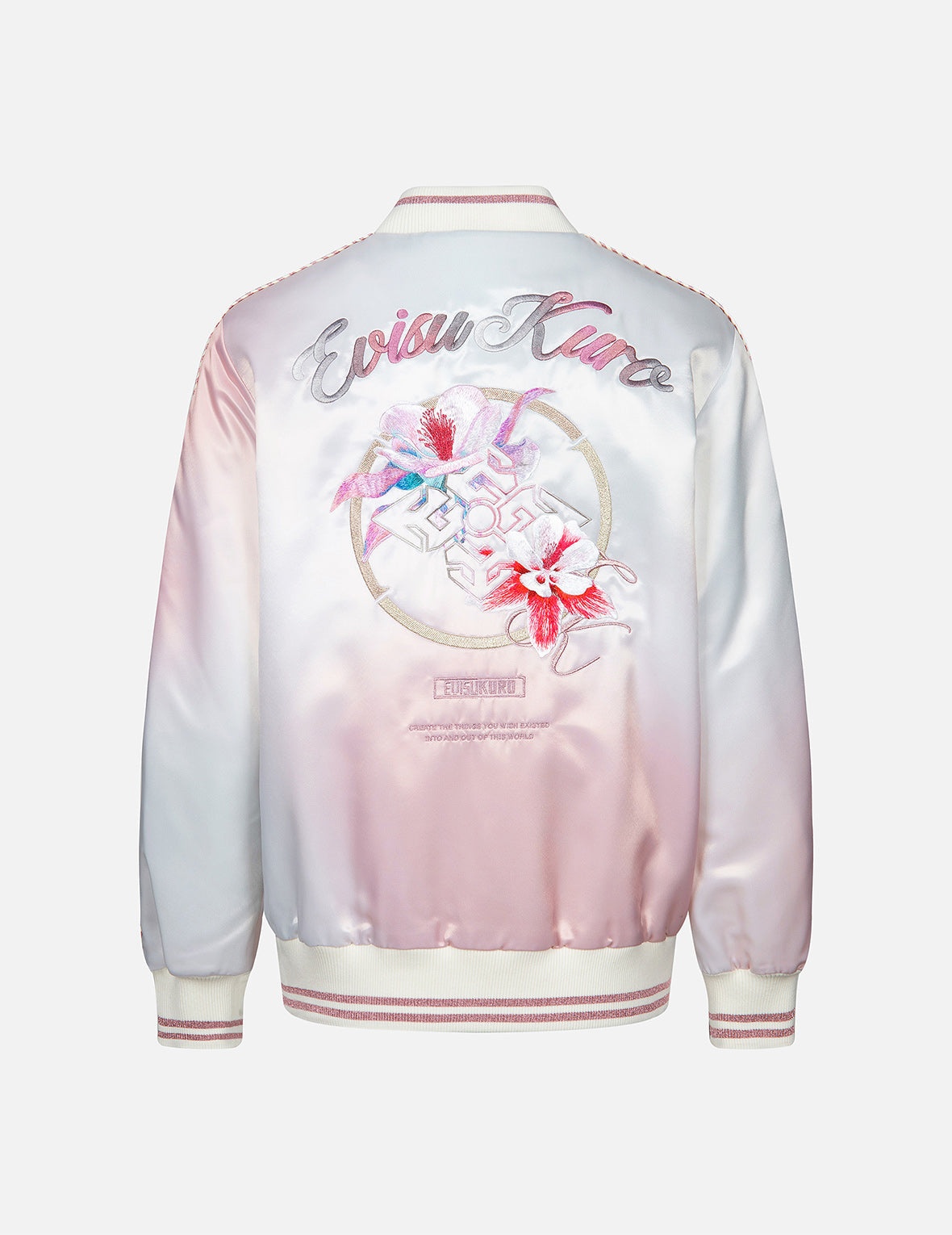 Floral Kamon Embroidery Oversized Souvenir Jacket - 1