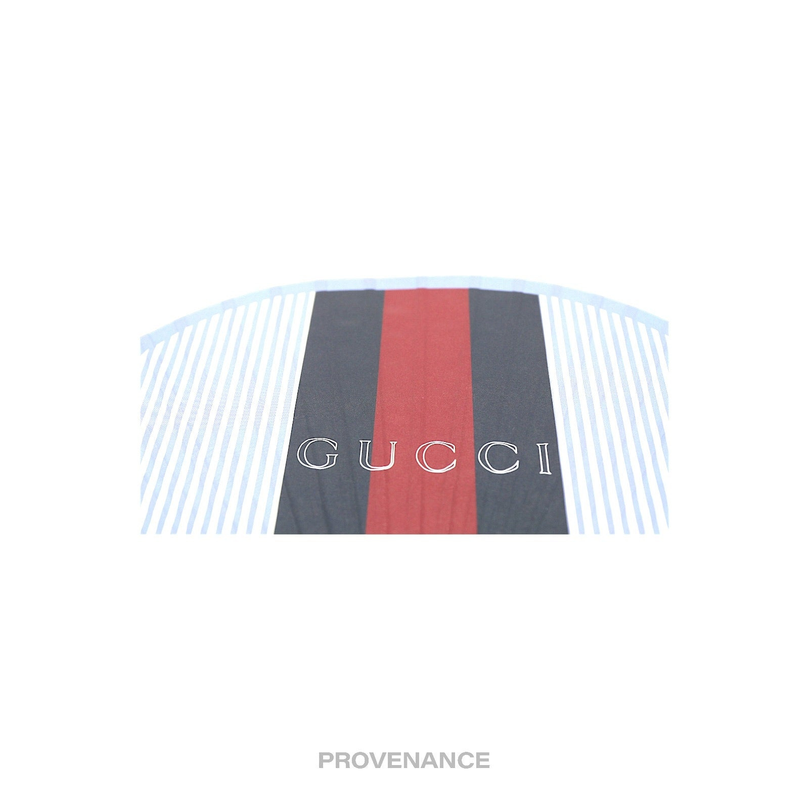 Gucci Web Logo Bamboo Hand Fan - Black/Red Striped - 6