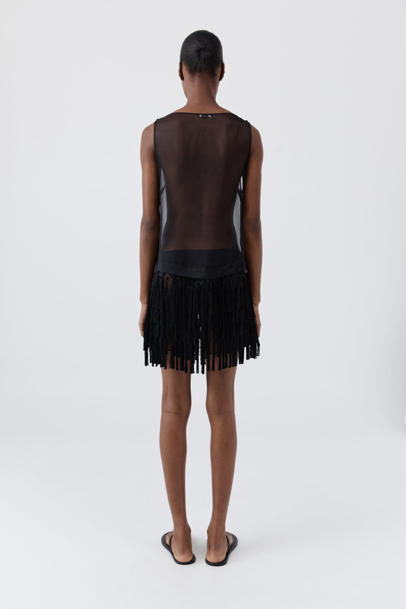 Tassel Shift Mini Dress - Black 7