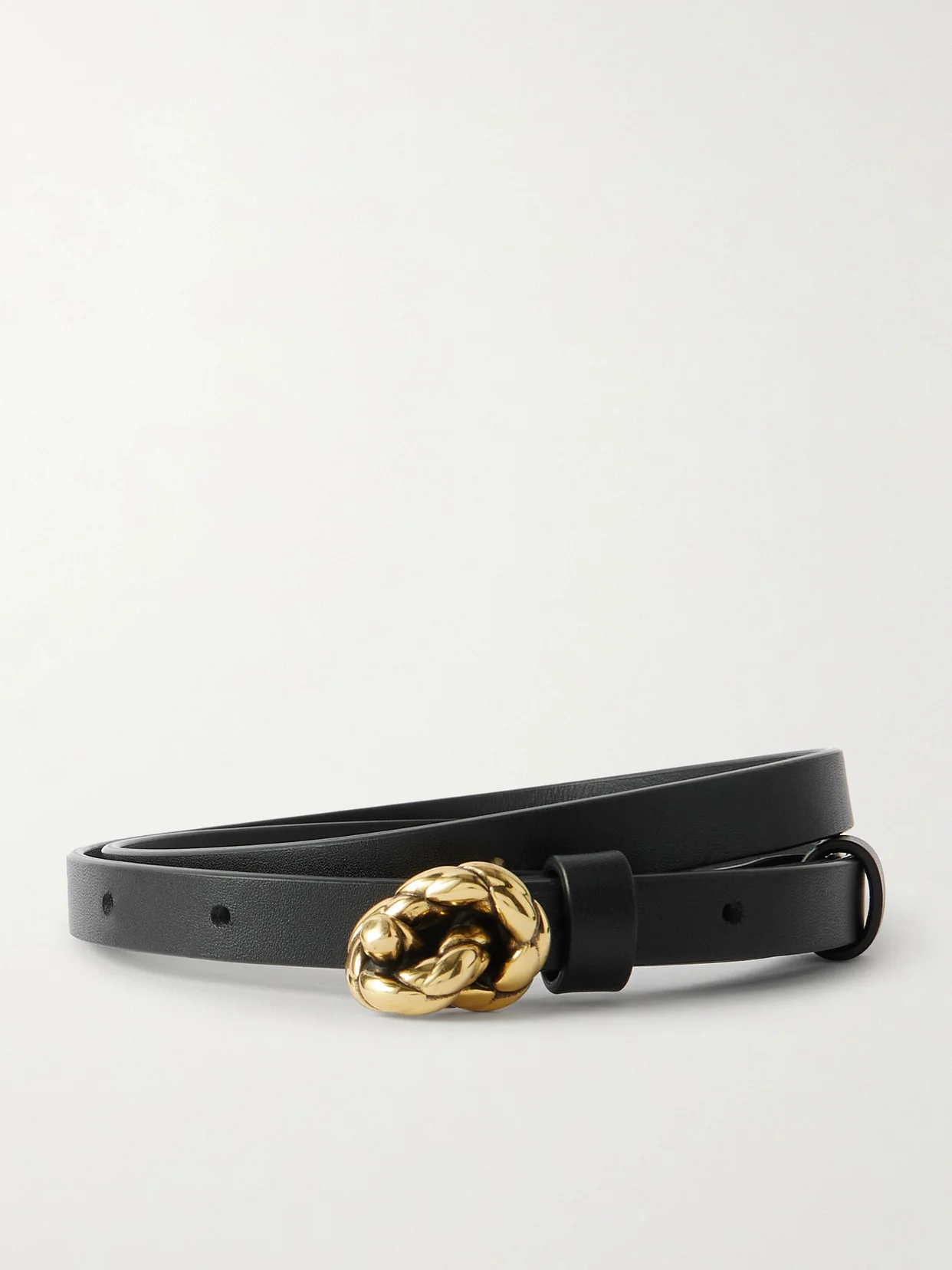 Knot Embellished Leather Belt - 1