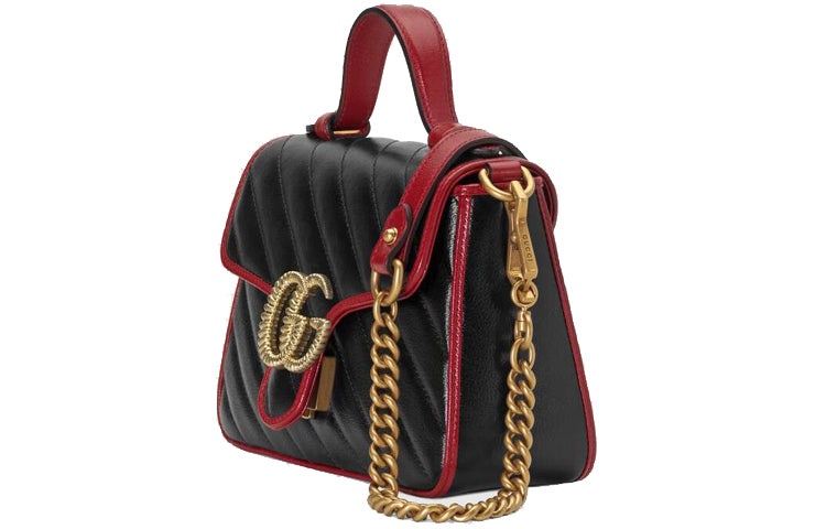 (WMNS) Gucci GG Marmont Series mini hand Bag Single Shoulder Bag Black 583571-0OLFX-8277 - 3