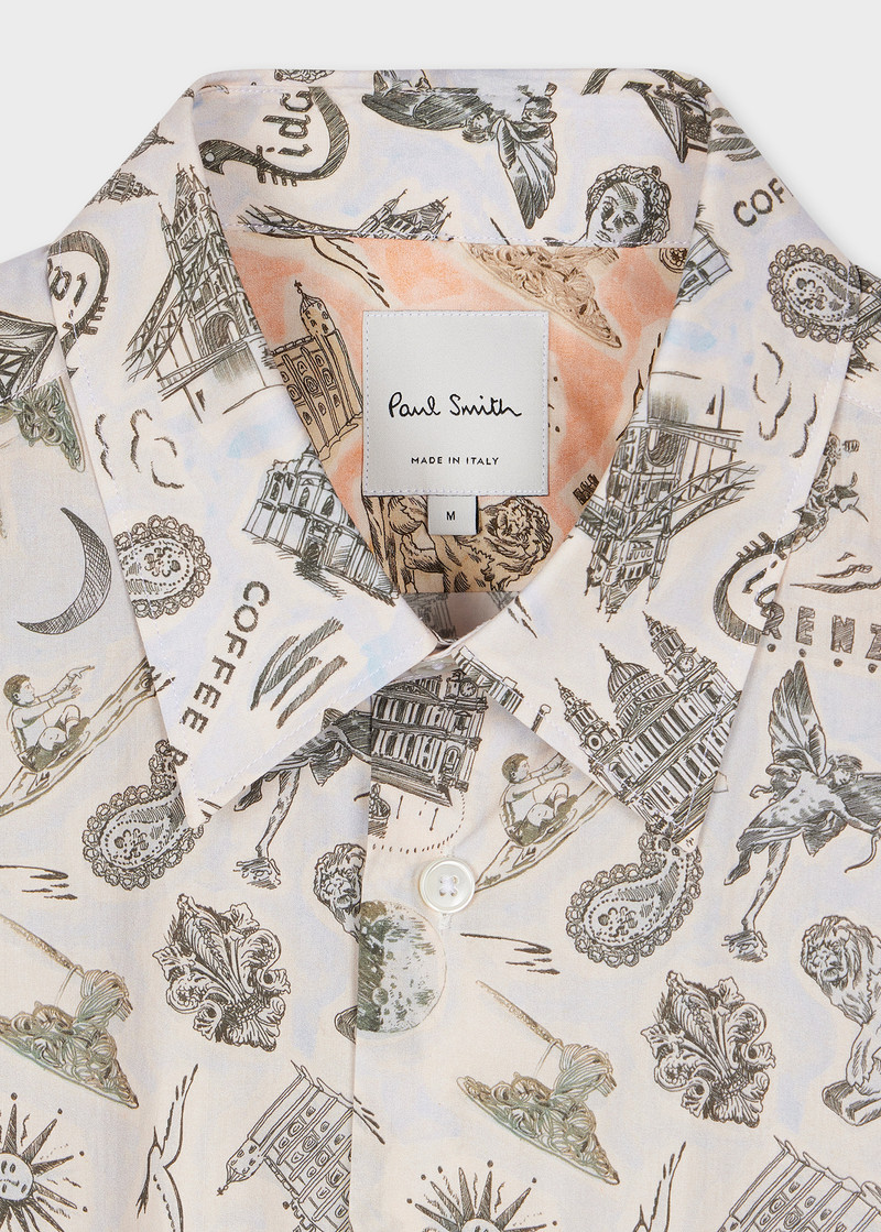 Paul Smith Blue Cotton Long-Sleeve 'Souvenir' Shirt outlook