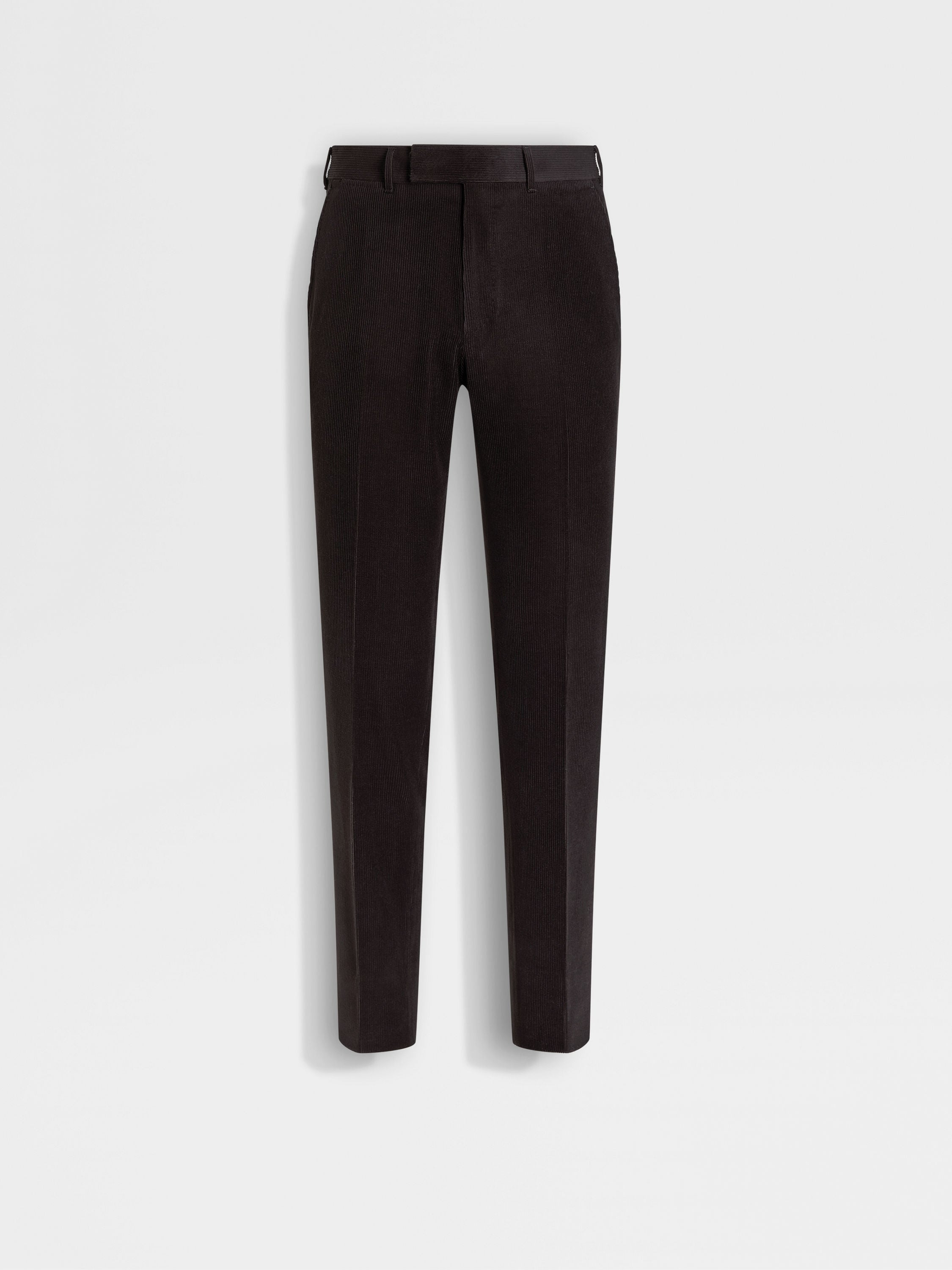 DARK BROWN CASHMERE WOOL AND SILK BLEND PANTS - 1