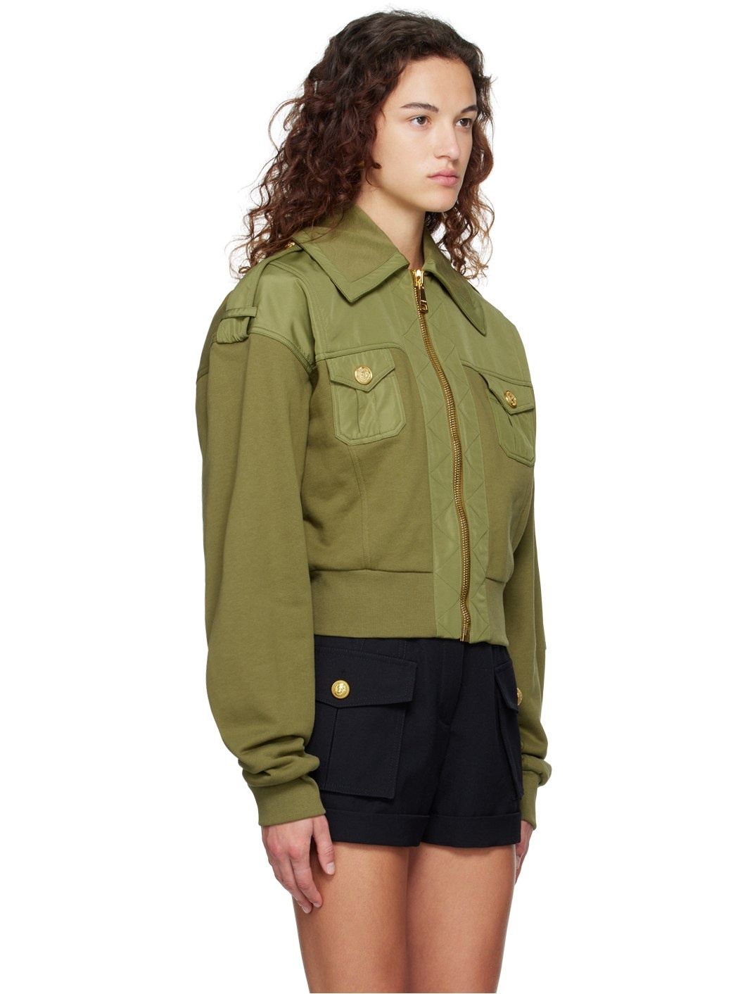 Khaki Cropped Jacket - 2