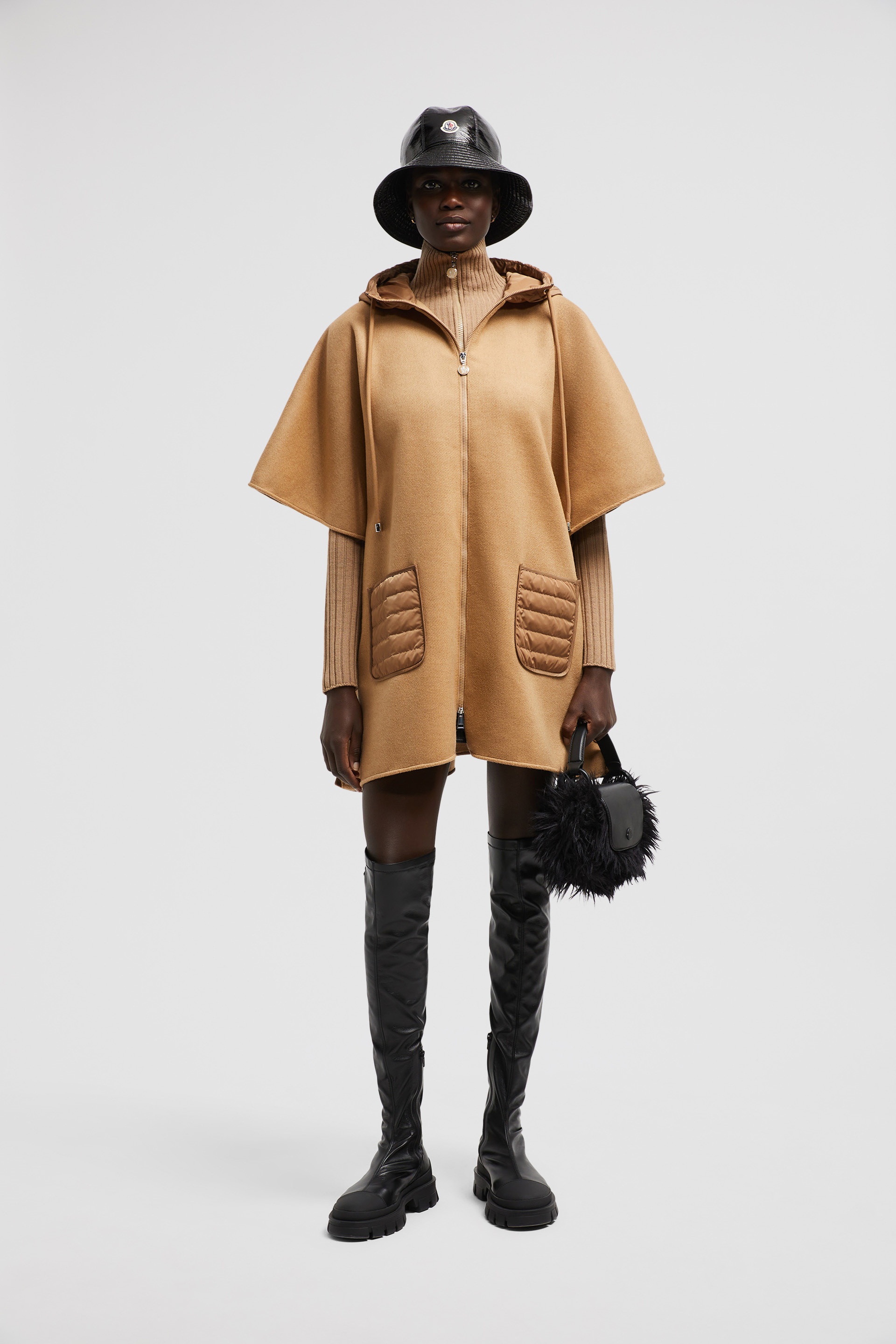 Hooded Down Cape - 1