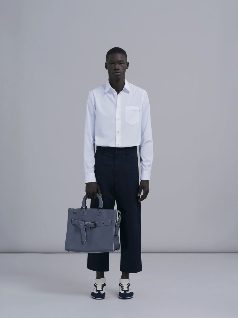 Marni TREASURE BAG IN GREY LEATHER outlook