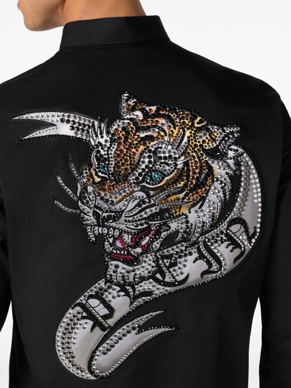 tiger-print crystal-embellished shirt - 4