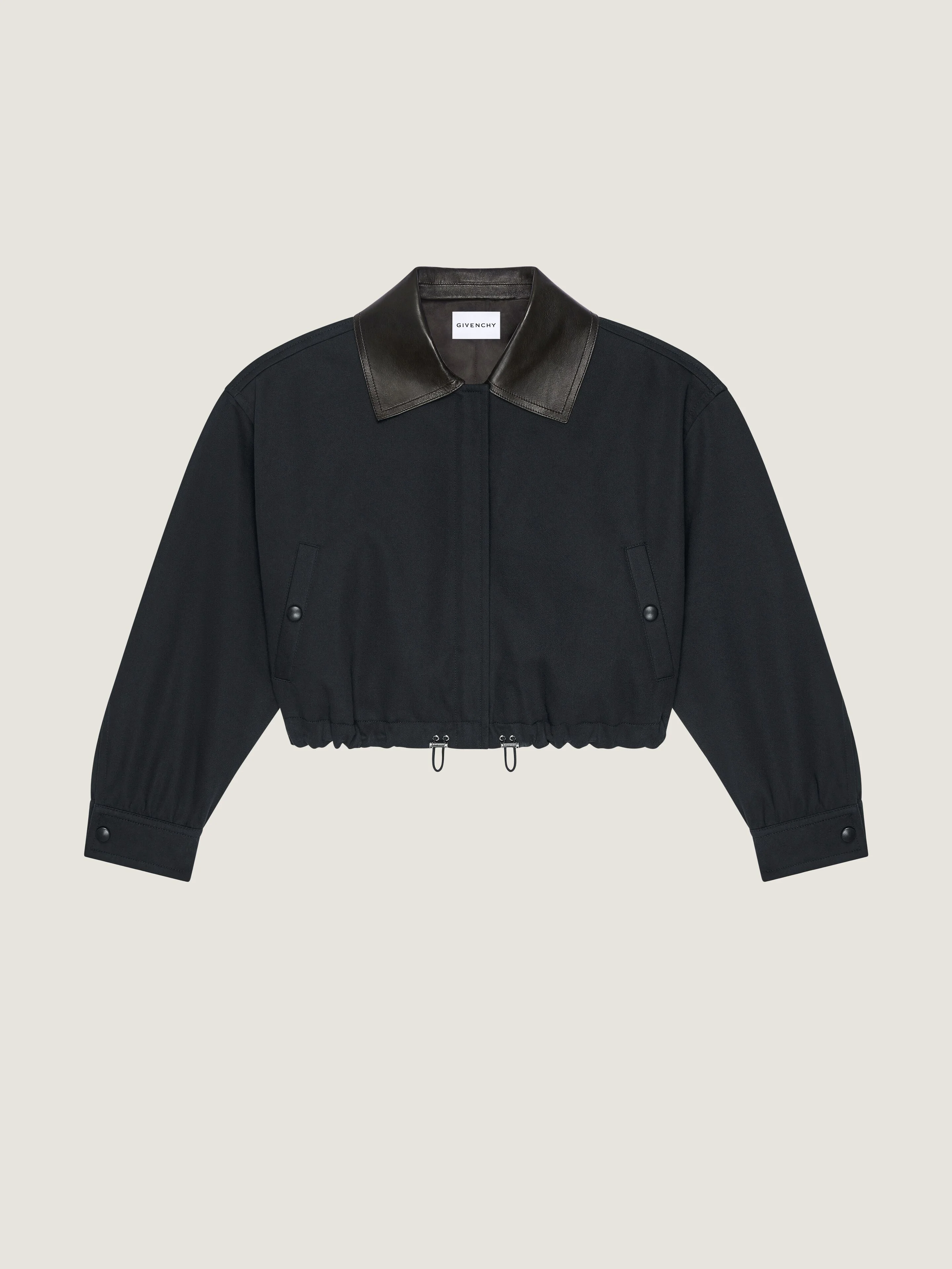 JACKET IN COTTON AND WOOL WITH LEATHER COLLAR - 1