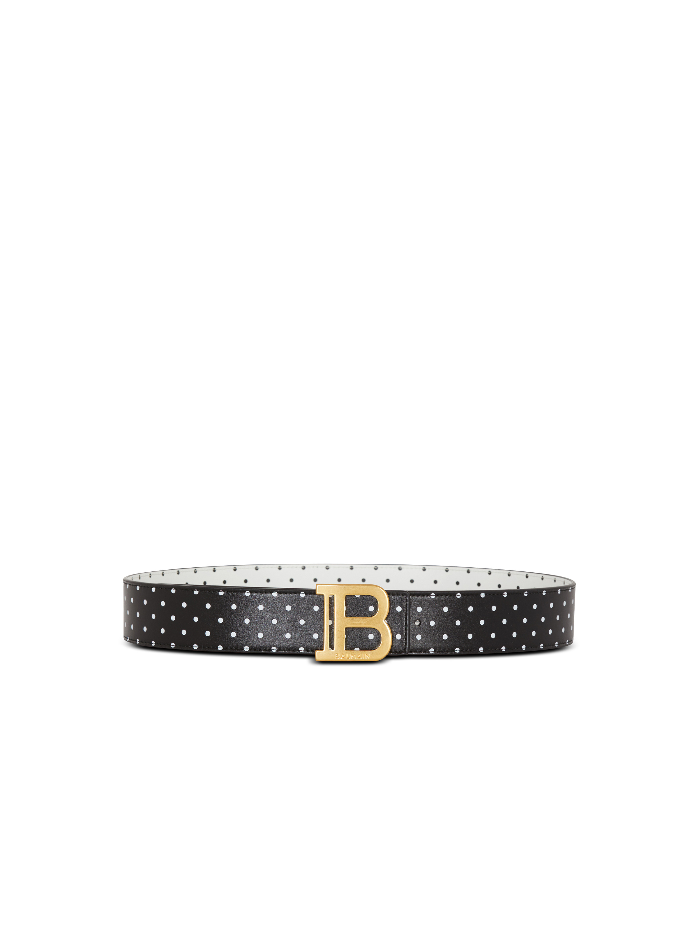 Reversible calfskin B-Belt with a Polka Dots print - 1