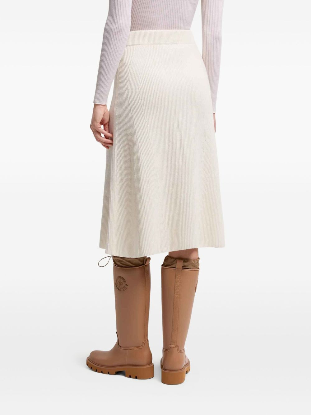 ribbed side-split midi skirt - 3