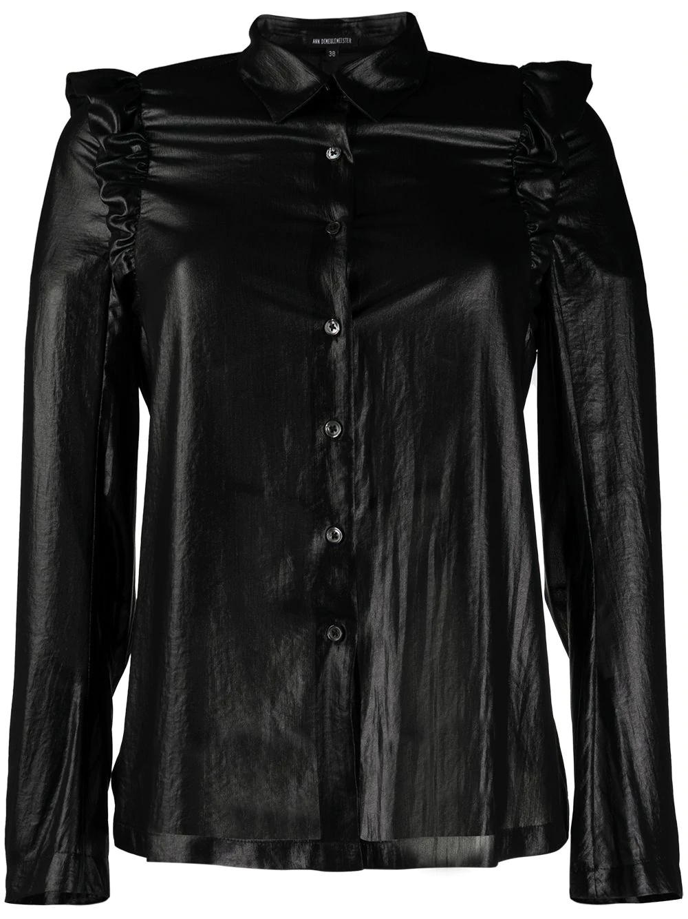 faux leather ruffle shirt - 1